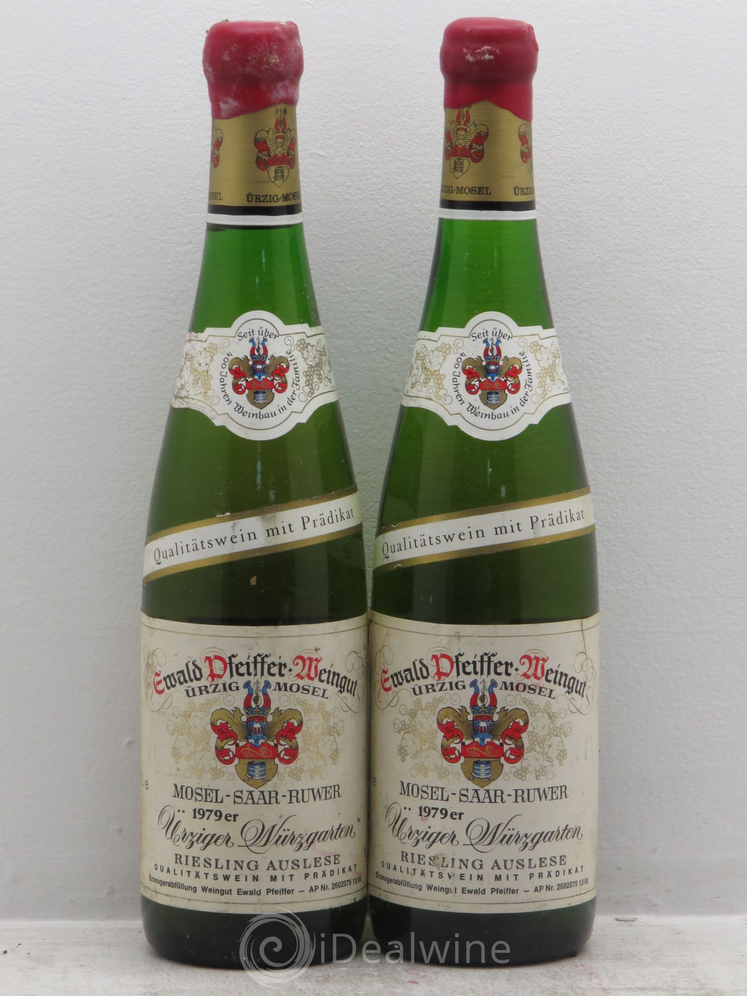 Riesling Mosel Ürziger Würzgarten Riesling Auslese GK Ewald Pfeiffer 1979 - Posten von 2 Flaschen - 0