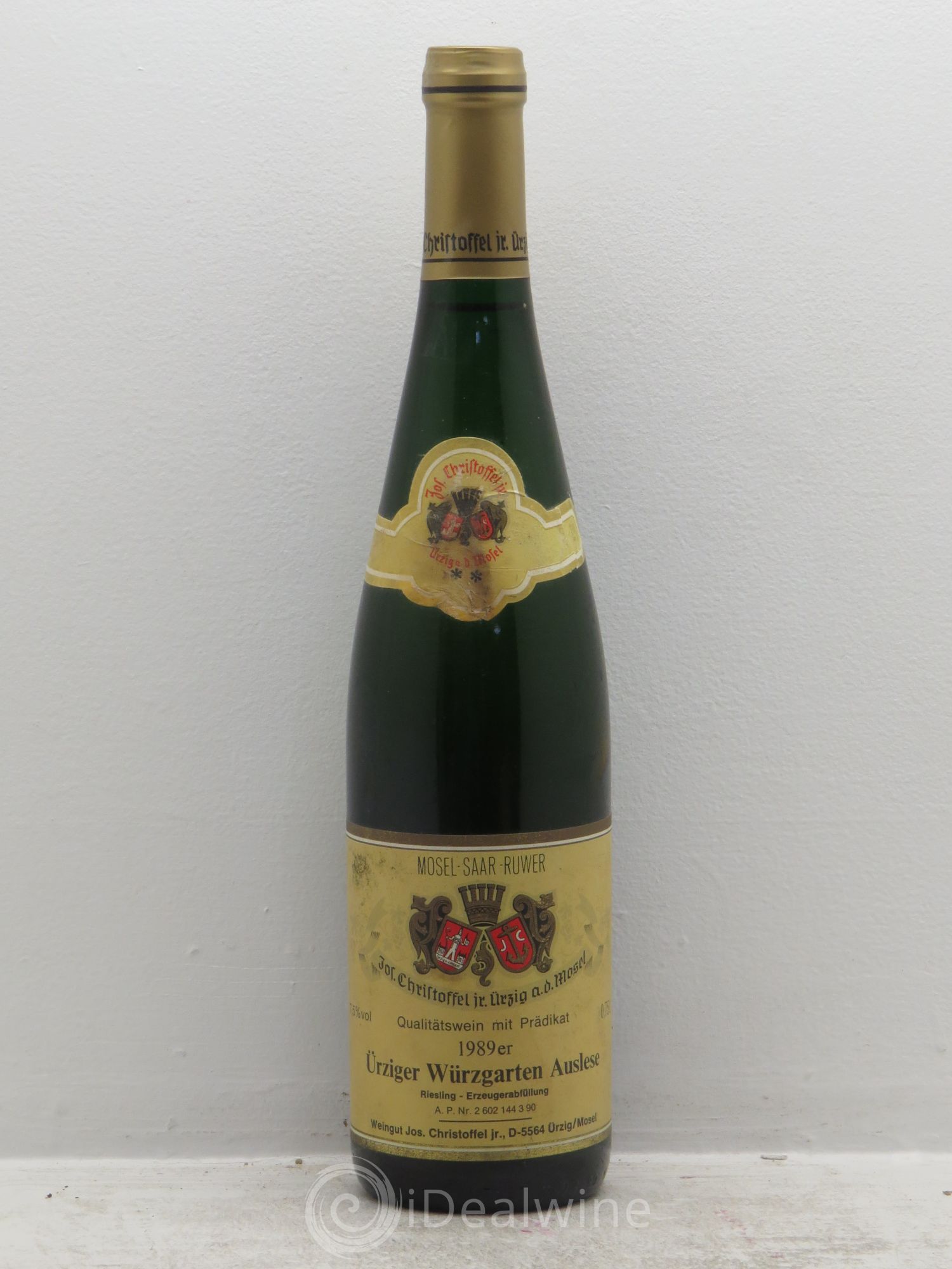 Riesling Mosel Ürziger Würzgarten Riesling Auslese ** Jos. Christoffel jr. 1989 - Posten von 1 Flasche - 0