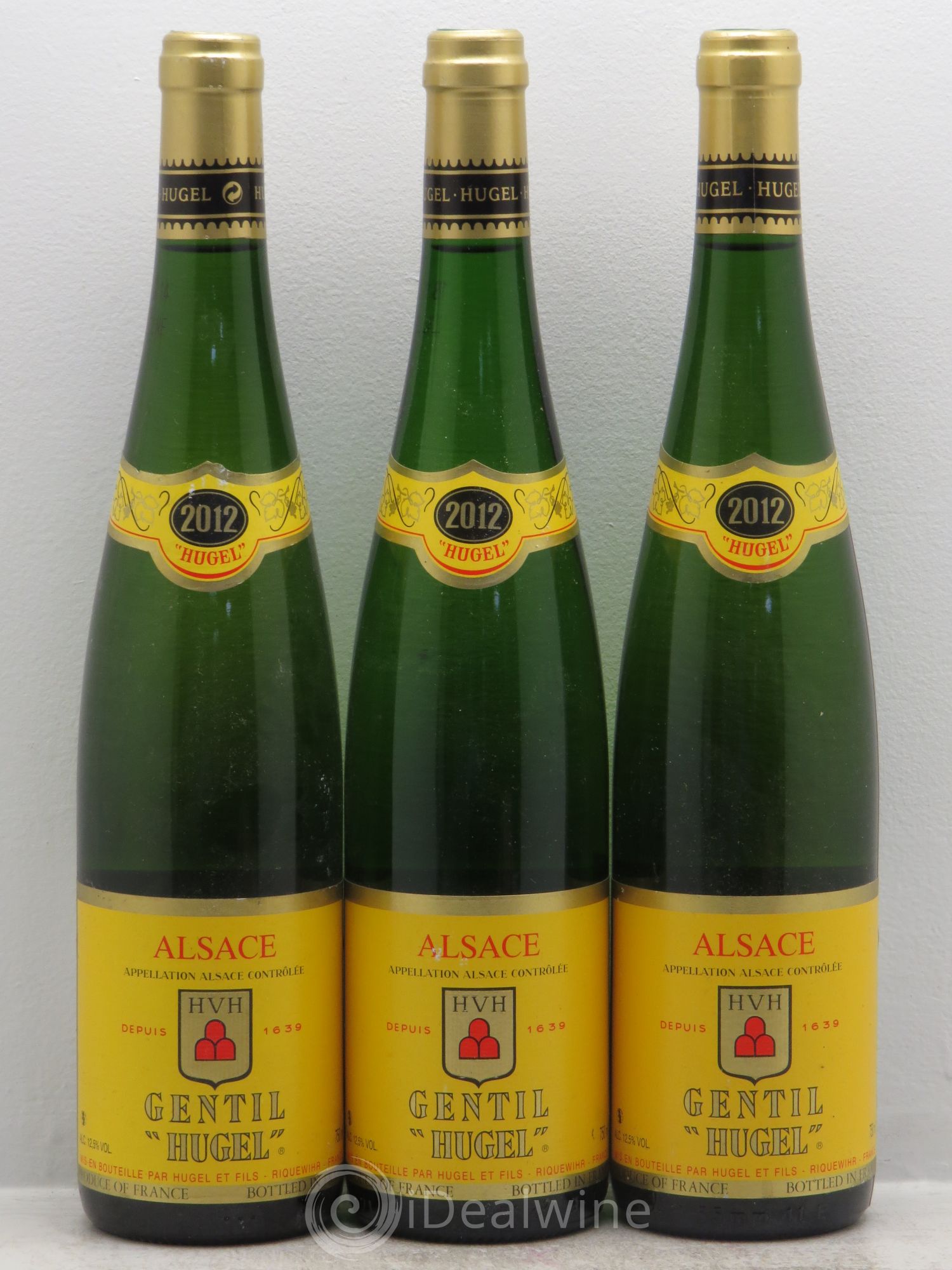Alsace Gentil Hugel (sans prix de réserve) 2012 - Posten von 3 Flaschen - 0