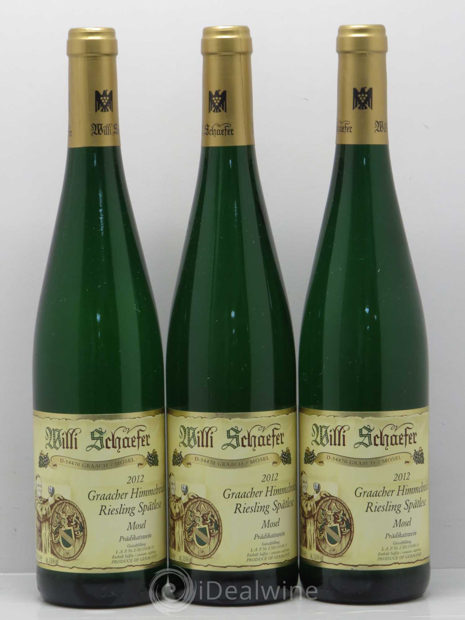 Allemagne Rheingau Graacher Himmelreich Riesling Spätlese Willi Schaefer 2012 - Posten von 3 Flaschen - 0