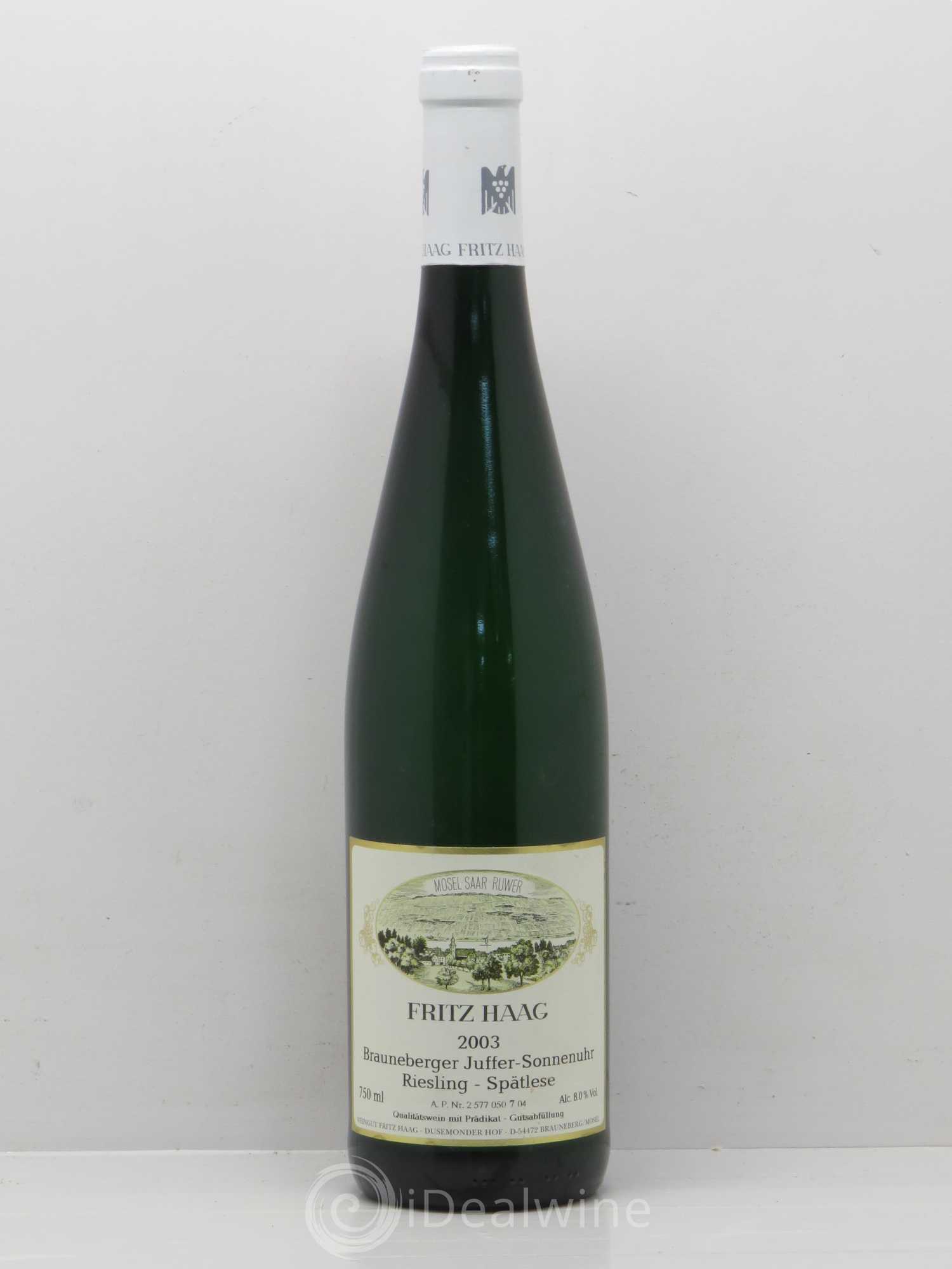Allemagne Rheingau Brauneberger Juffer-Sonnenuhr Riesling Spätlese Fritz Haag 2003 - Posten von 1 Flasche - 0