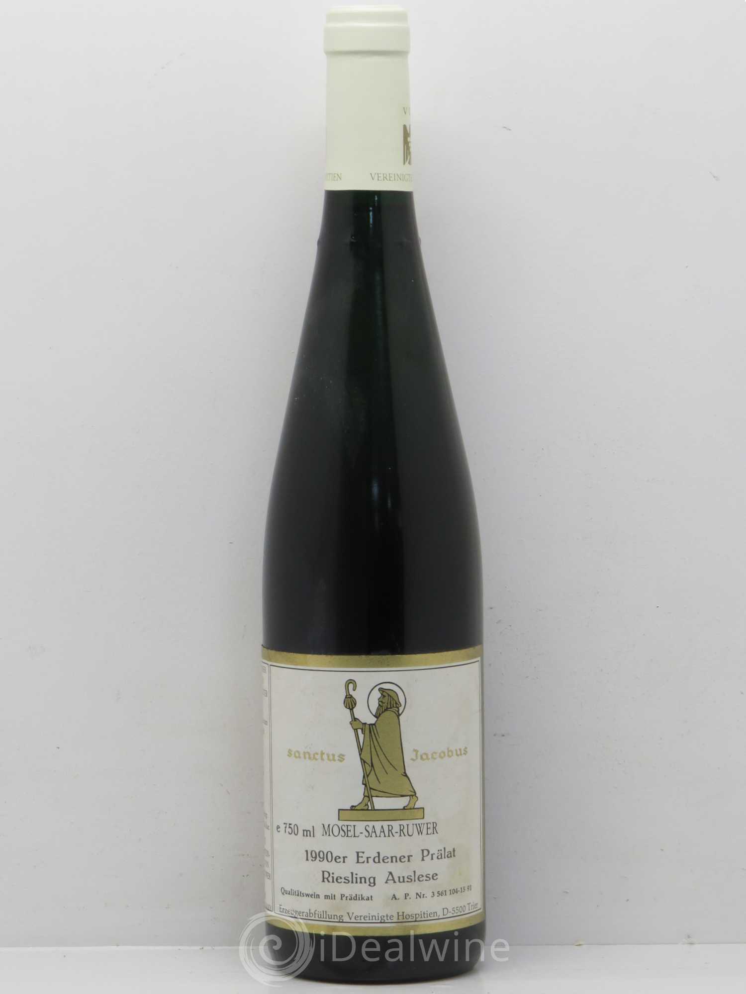 Allemagne Rheingau Erdener Prälat Riesling Auslese Verst Vereinigte Hospitien 1990 - Posten von 1 Flasche - 0