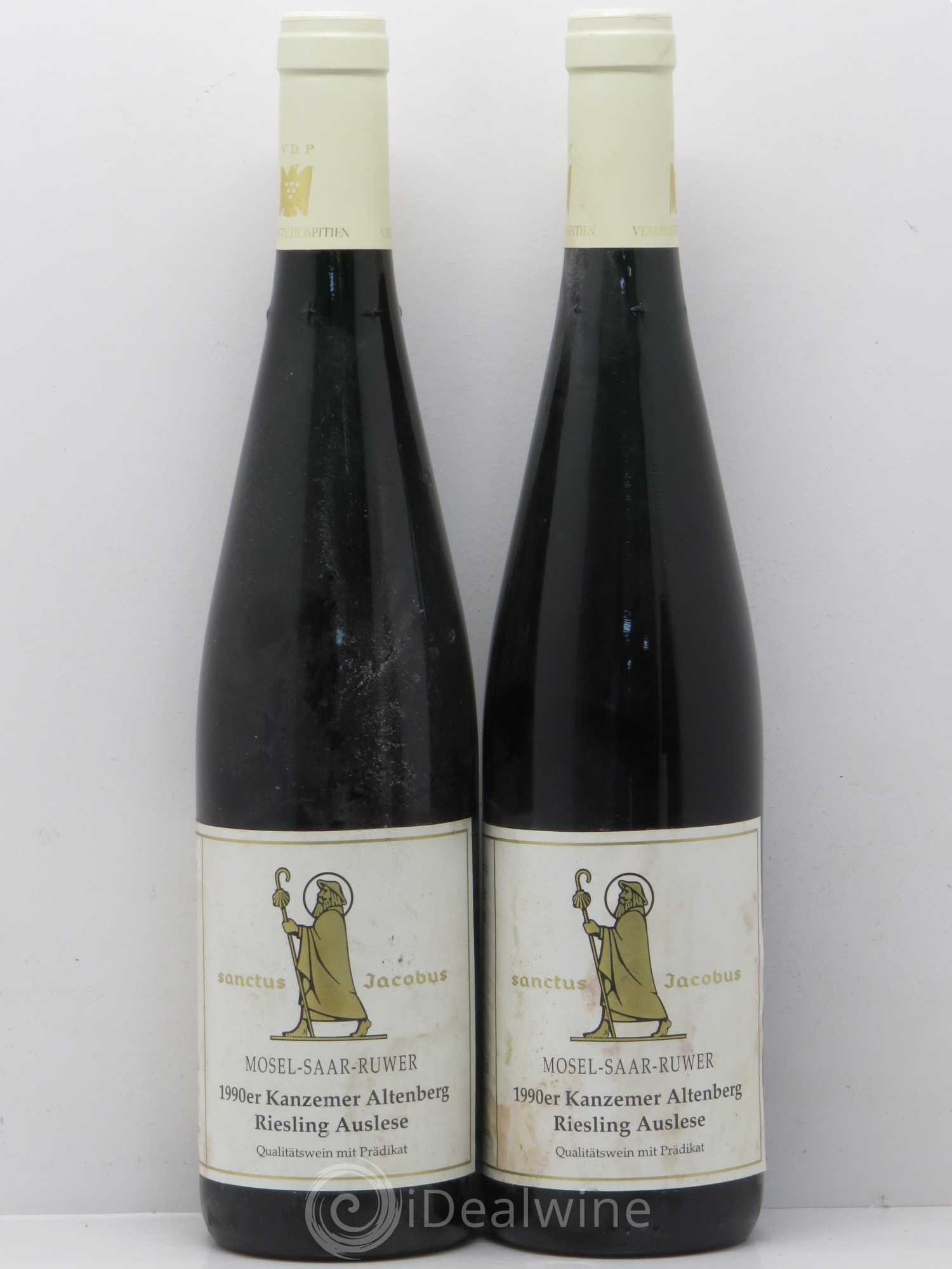 Allemagne Rheingau Saar Kanzemer Altenberg Riesling Auslese Vereinigte Hospitien 1990 - Posten von 2 Flaschen - 0