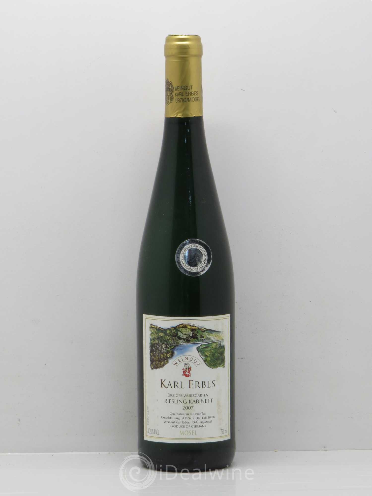 Allemagne Rheingau Ürziger Würzgarten Riesling Kabinett Domaine Karl Erbes 2007 - Posten von 1 Flasche - 0