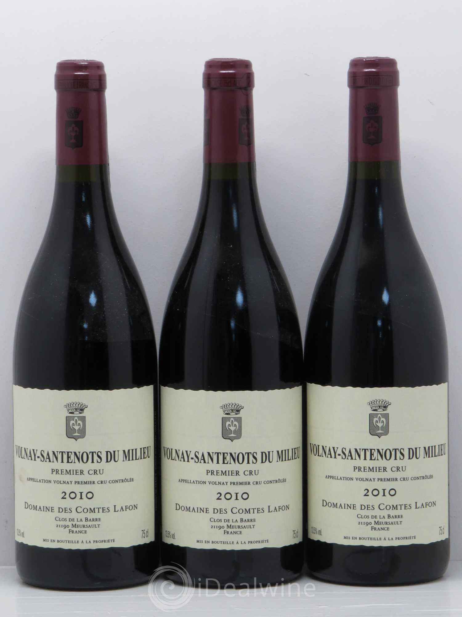 Volnay 1er Cru Santenots du Milieu Comtes Lafon (Domaine des) 2010 - Lot de 3 bouteilles - 0