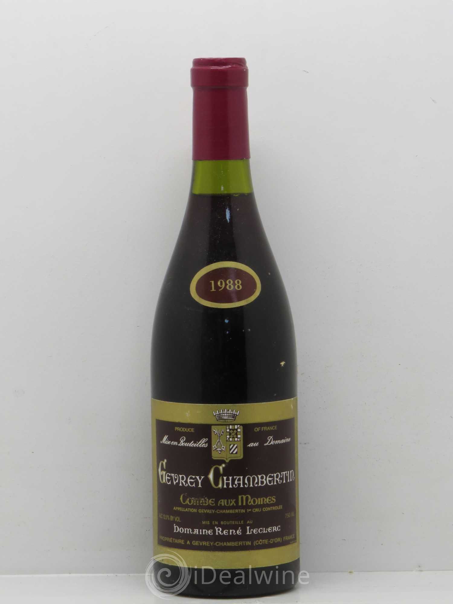 Gevrey-Chambertin 1er Cru Combes aux Moines René Leclerc 1988 - Lot de 1 bouteille - 0