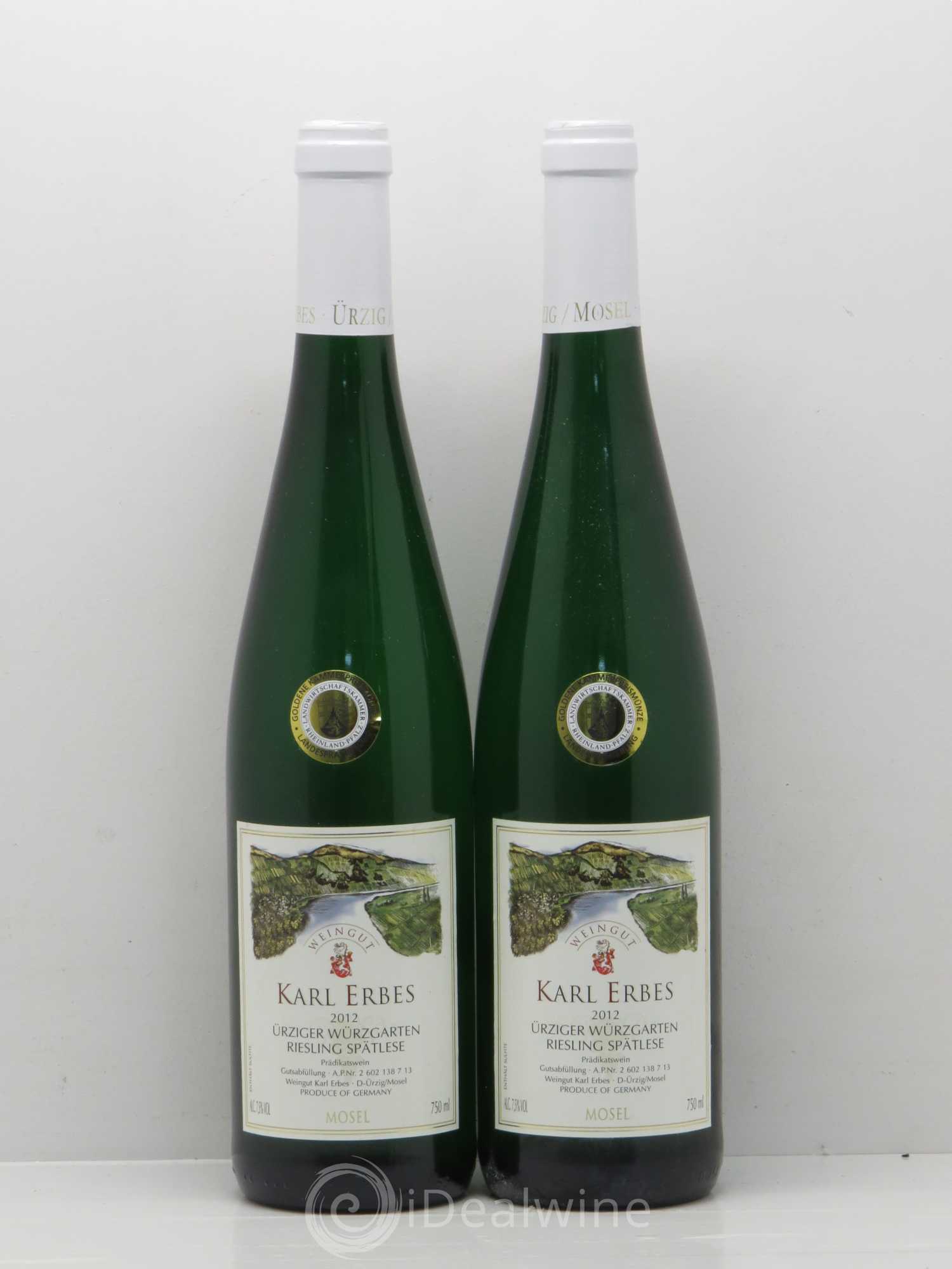 Allemagne Rheingau Ürziger Würzgarten Riesling Spätlese Domaine Karl Erbes 2012 - Posten von 2 Flaschen - 0