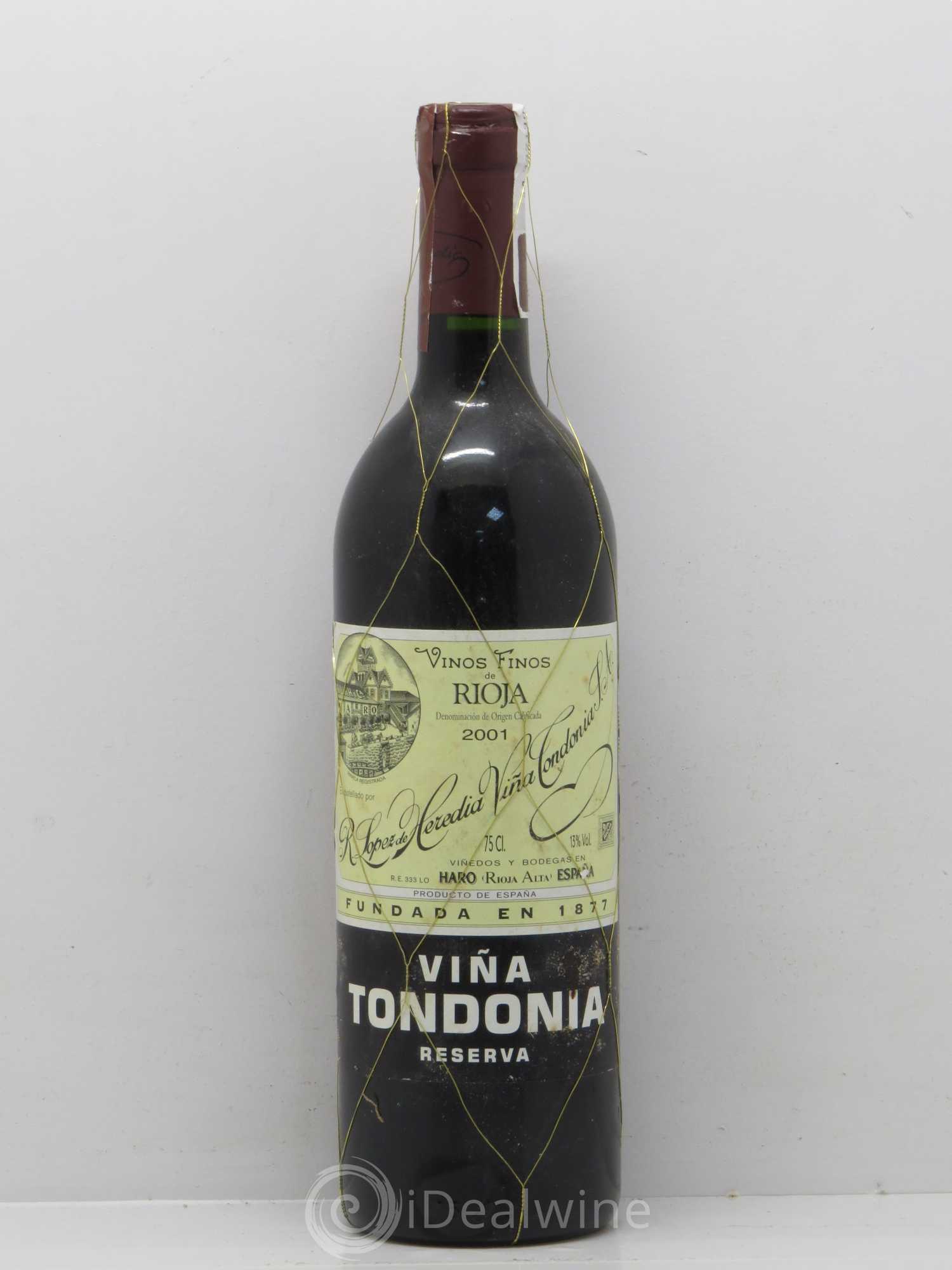 Rioja DOCA Reserva Vina Tondonia R. Lopez de Heredia 2001 - Lot de 1 bouteille - 0