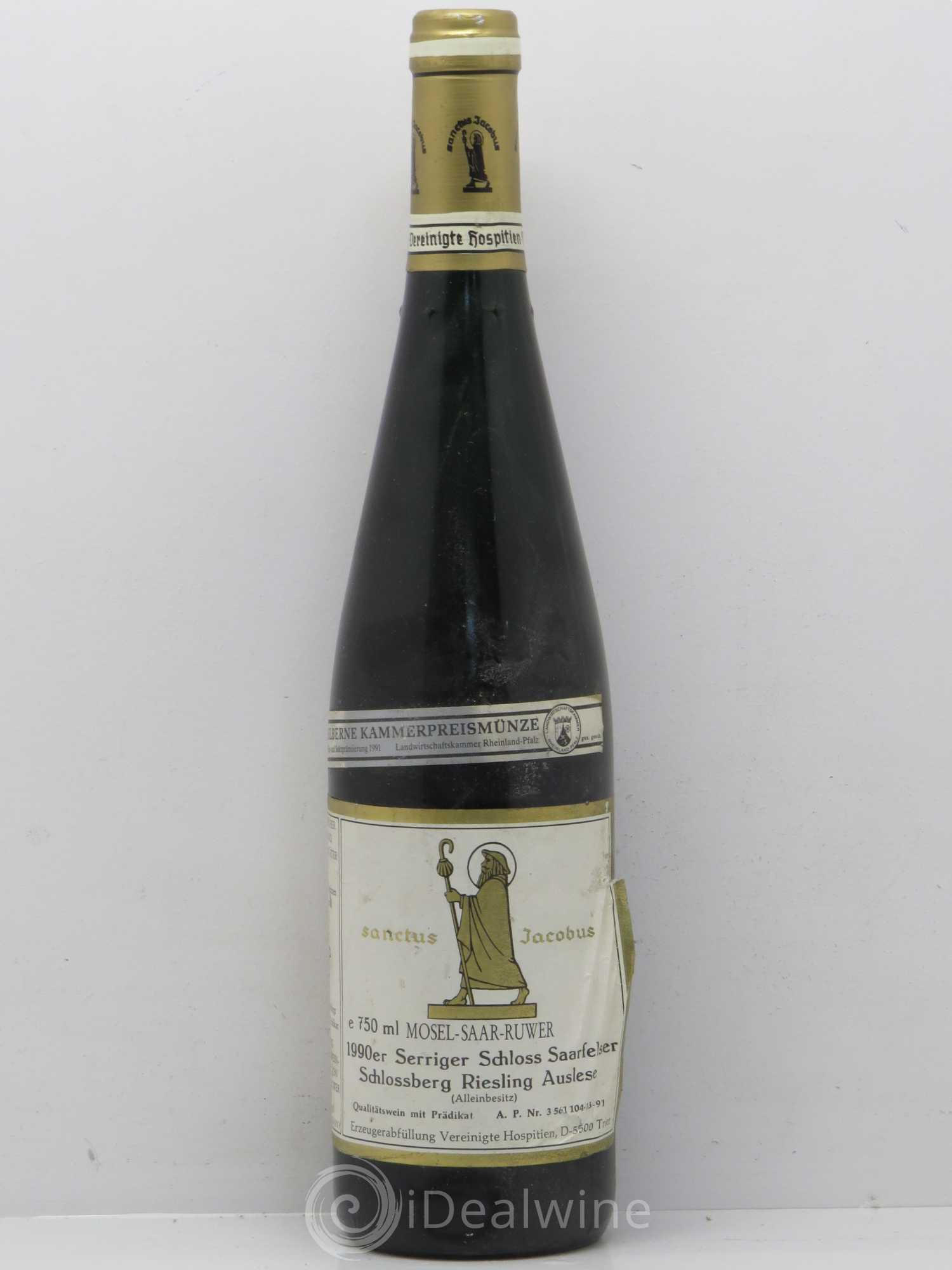 Allemagne Rheingau Saar Serriger Schloss Saarfelser Riesling Auslese Vereinigte Hospitien 1990 - Posten von 1 Flasche - 0