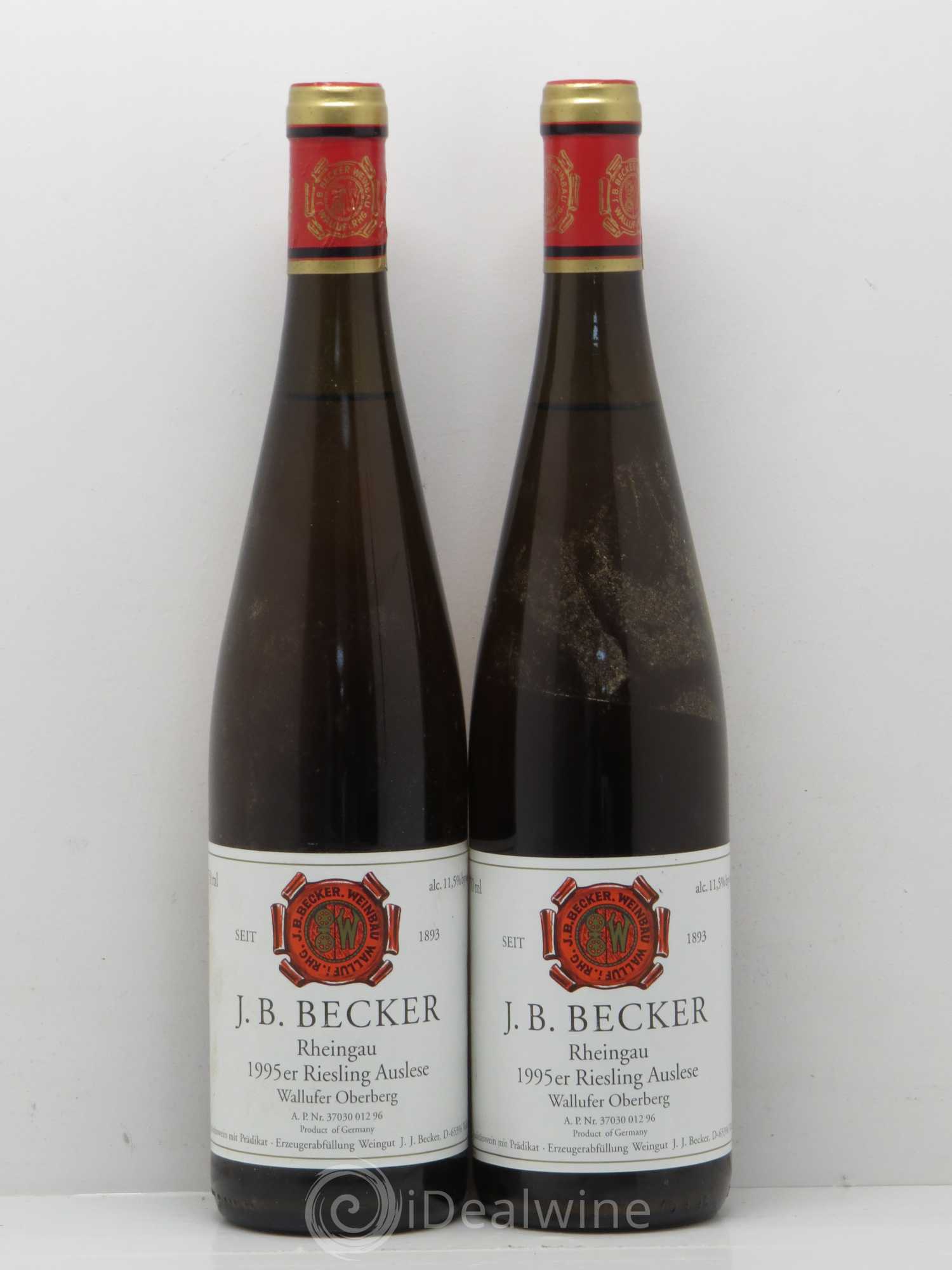 Allemagne Mosel-Saar Rheingau Wallufer Oberberg Riesling Auslese J.B. Becker 1995 - Lot de 2 bouteilles - 0