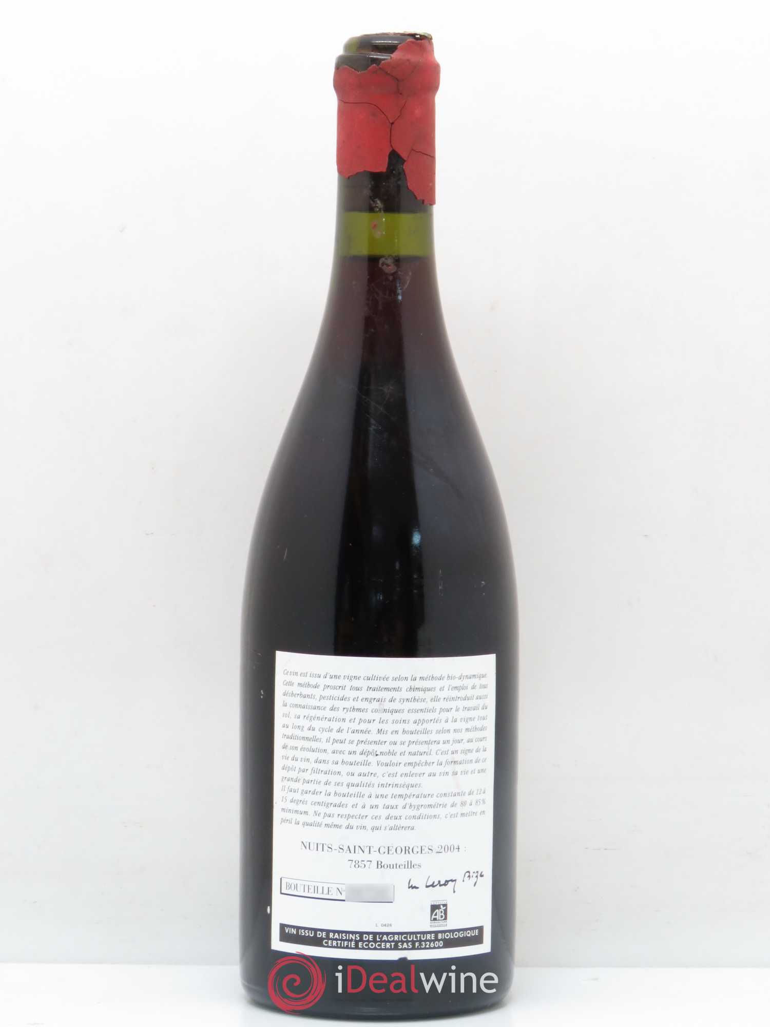 Nuits-Saint-Georges Leroy (Domaine) 2004 - Lot de 1 bouteille - 1