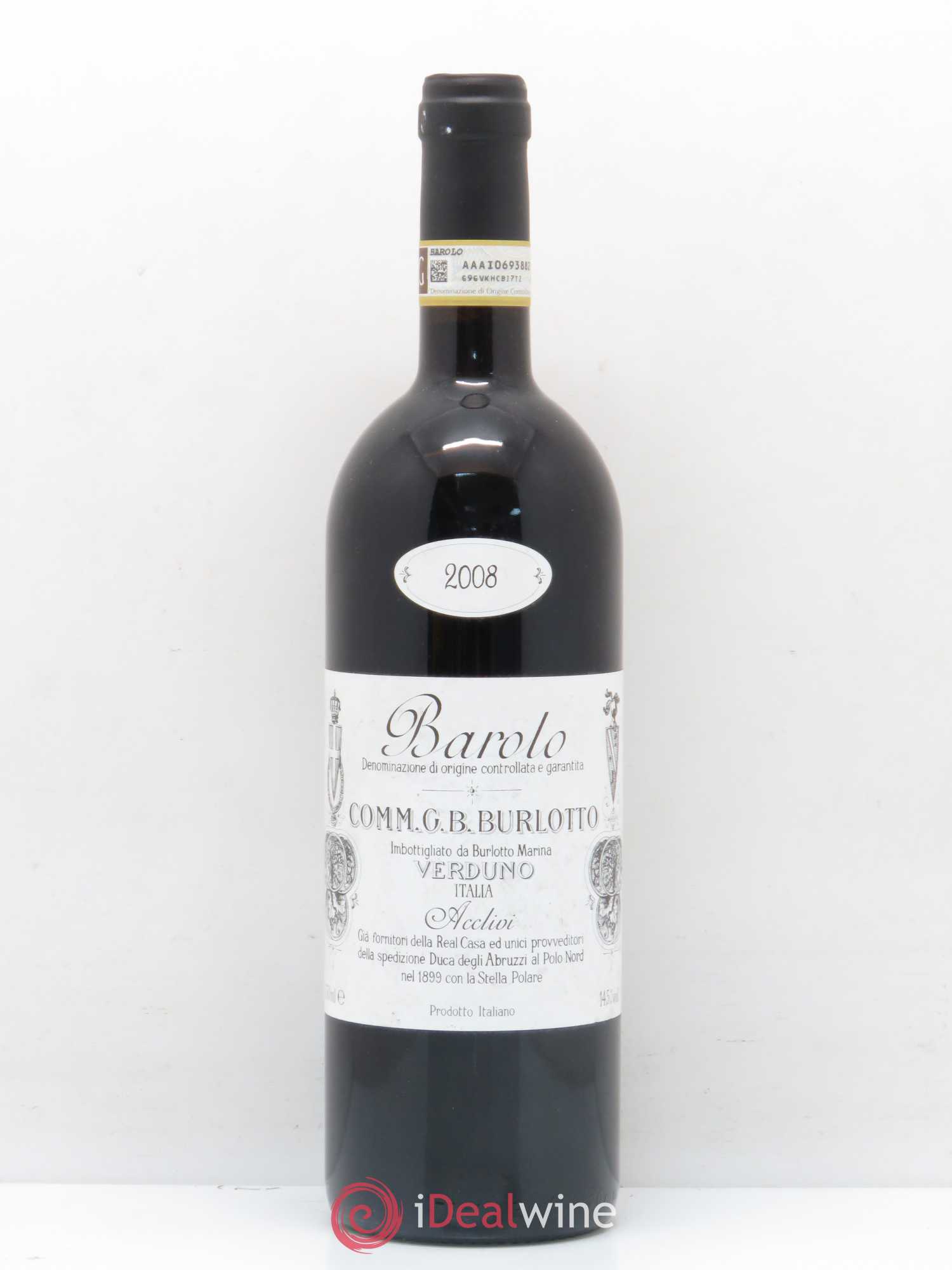 Barolo DOCG Acclivi Comm. Giovan Battista Burlotto 2008 - Lot de 1 bouteille - 0