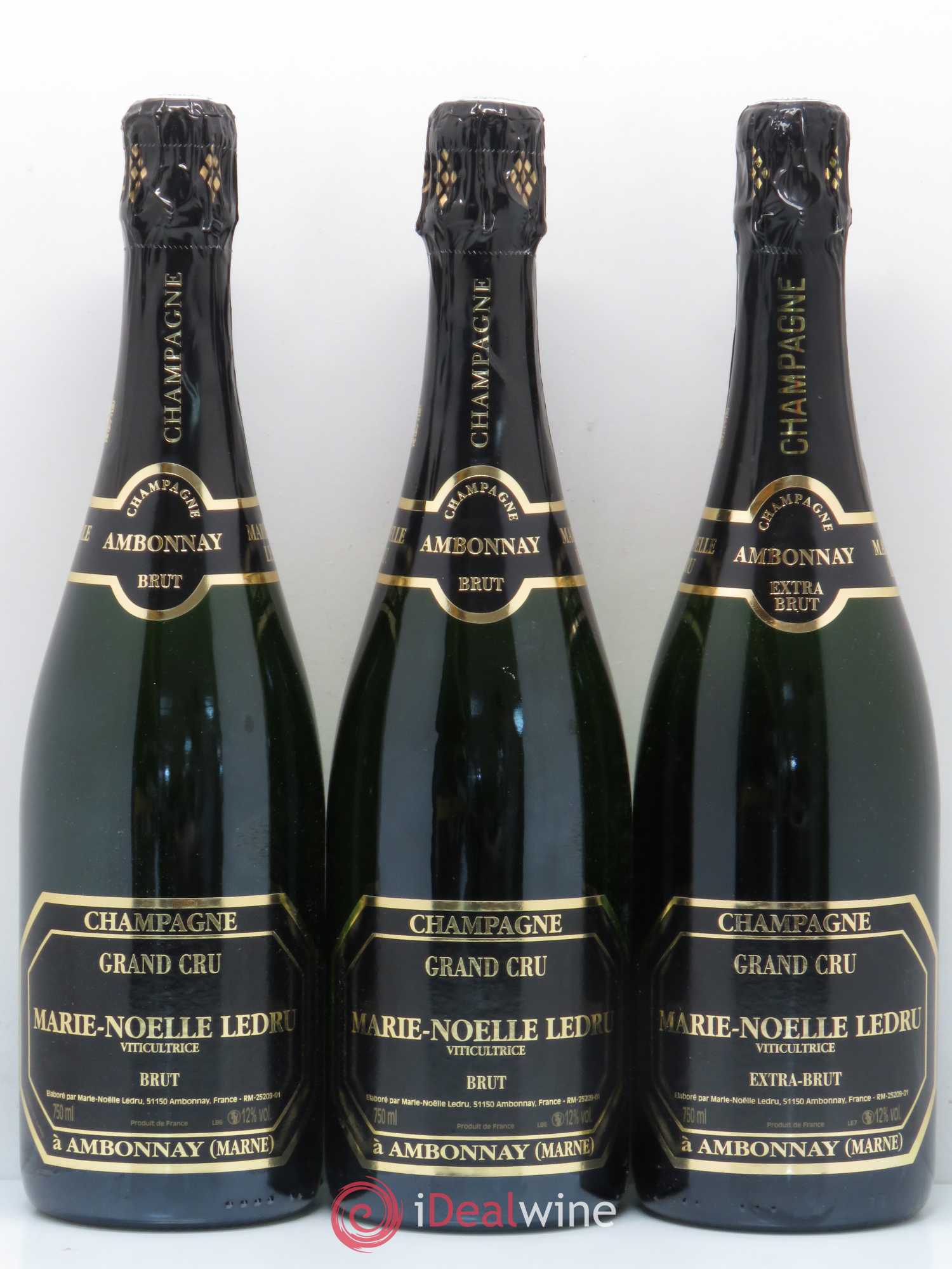 Champagne Extra-Brut Marie-Noëlle Ledru Grand Cru - Posten von 3 Flaschen - 0