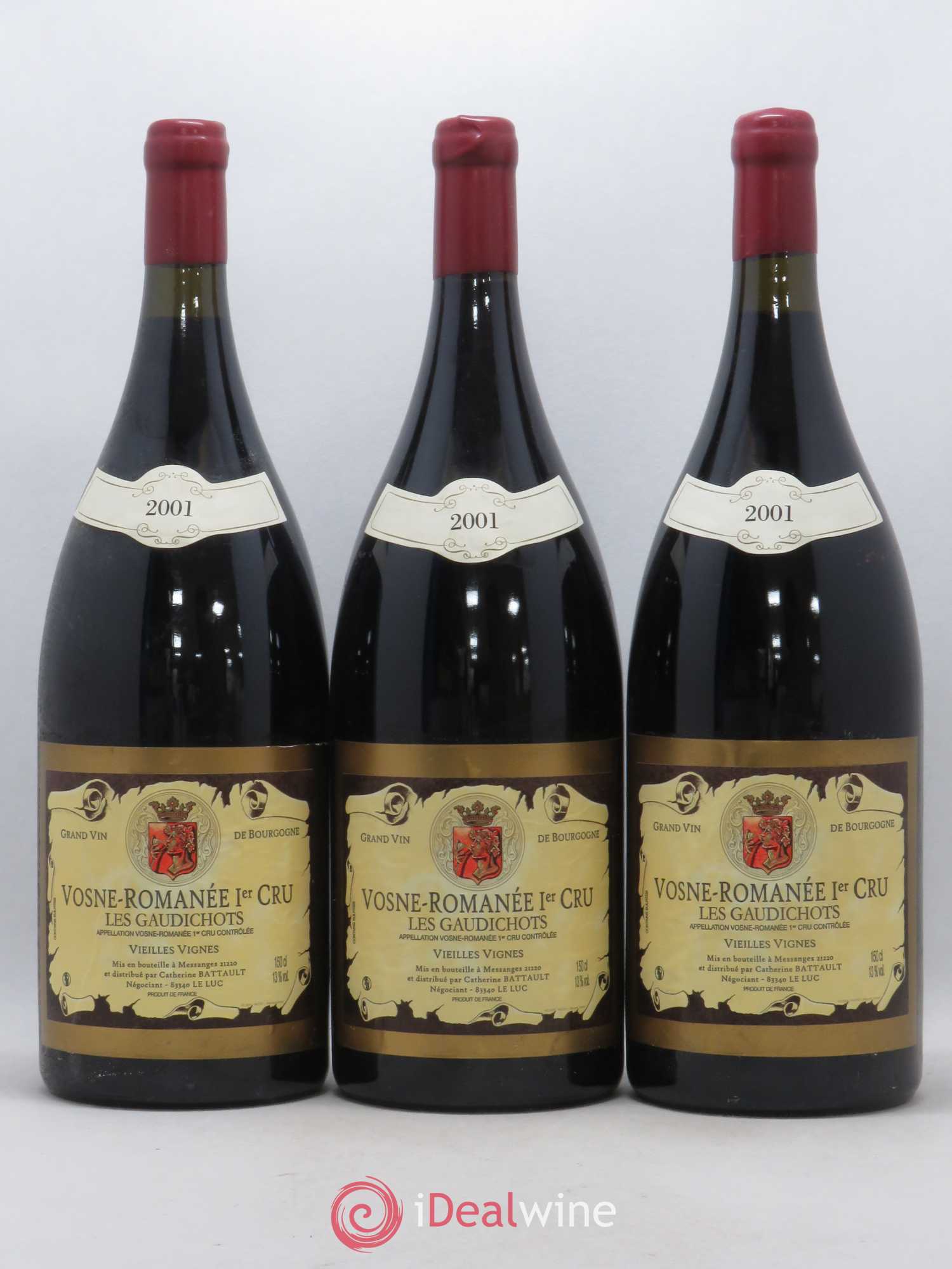 Vosne-Romanée 1er Cru Les Gaudichots Vieilles Vignes Domaine Catherine Battault 2001 - Posten von 3 Magnum - 0