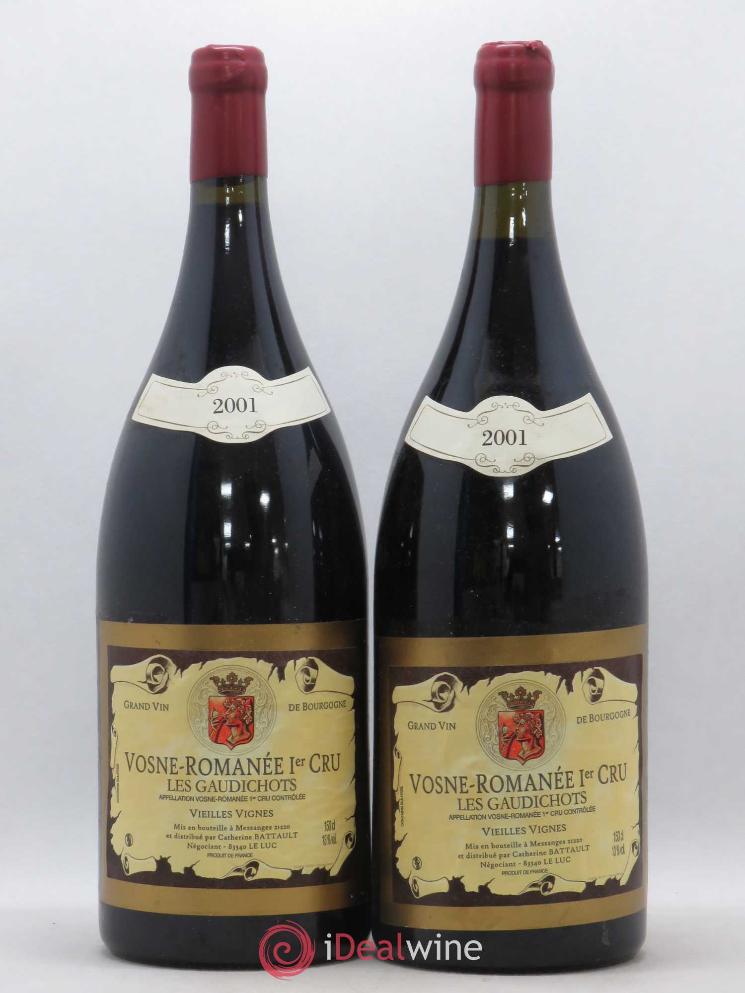 Vosne-Romanée 1er Cru Les Gaudichots Vieilles Vignes Domaine Catherine Battault 2001 - Posten von 2 Magnum - 0