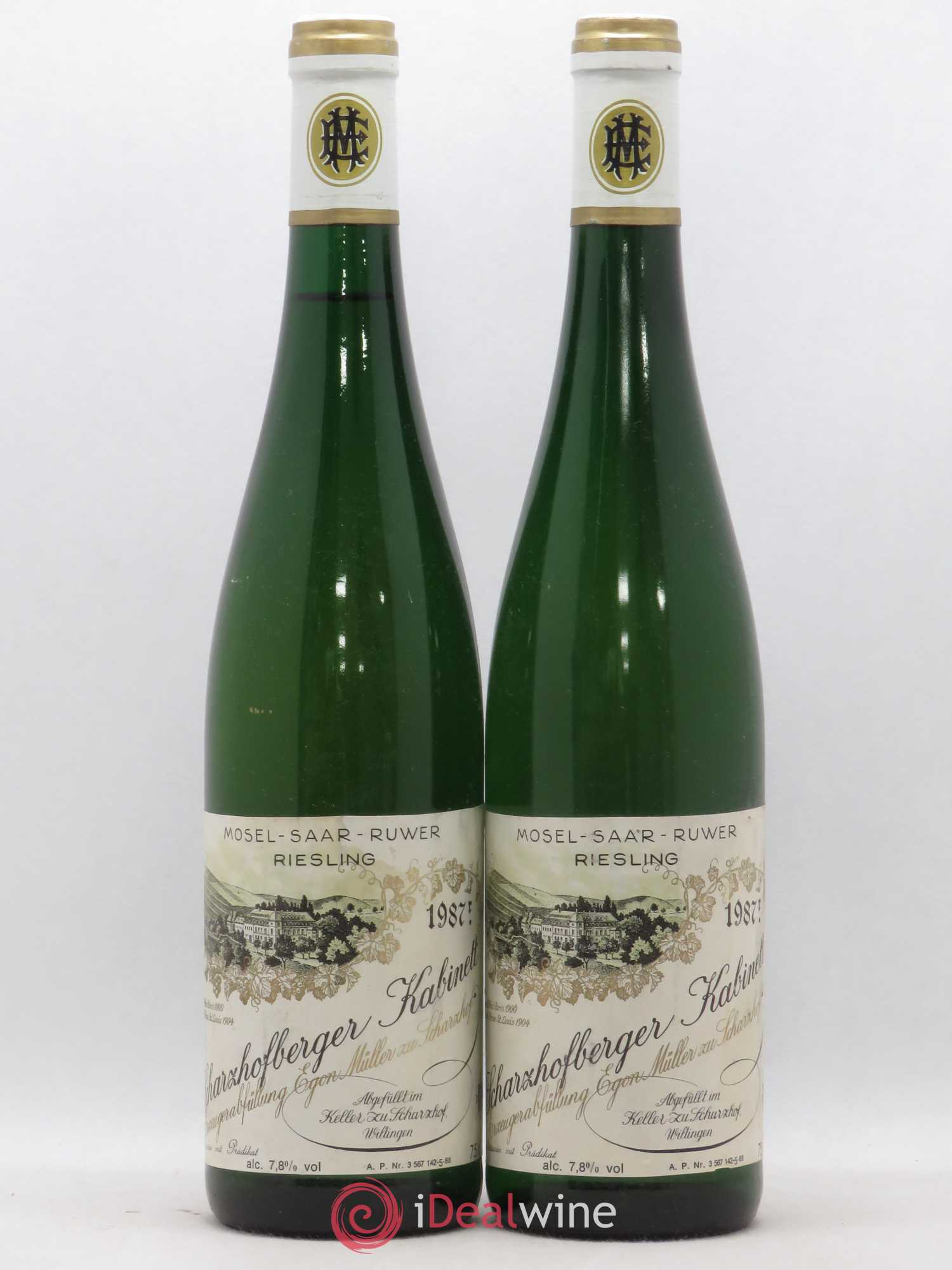 Riesling Scharzhofberger Kabinett Egon Muller 1987 - Lot de 2 bouteilles - 0