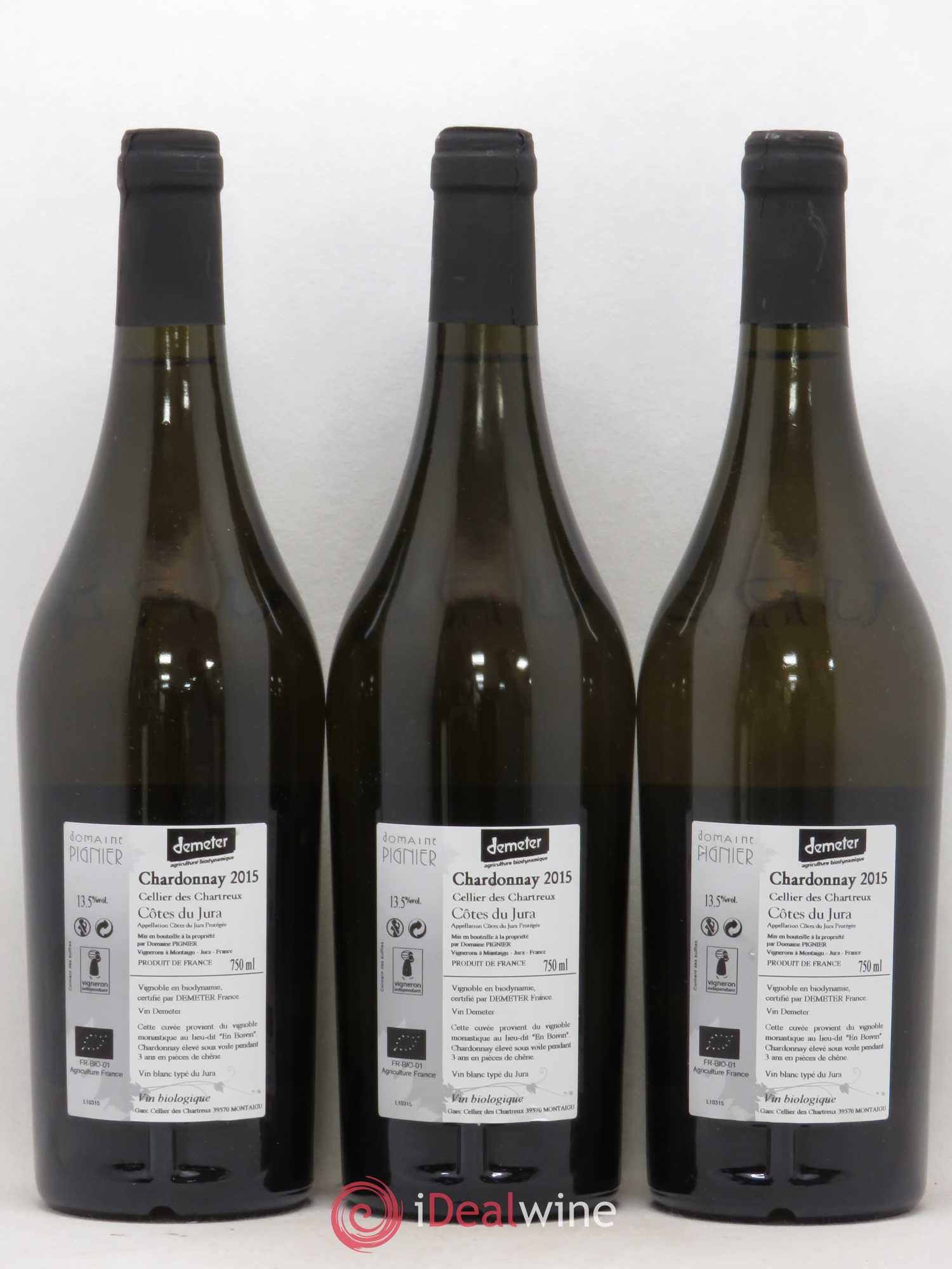 Côtes du Jura Chardonnay Cellier Des Chartreux Domaine Pignier 2015 - Posten von 3 Flaschen - 1