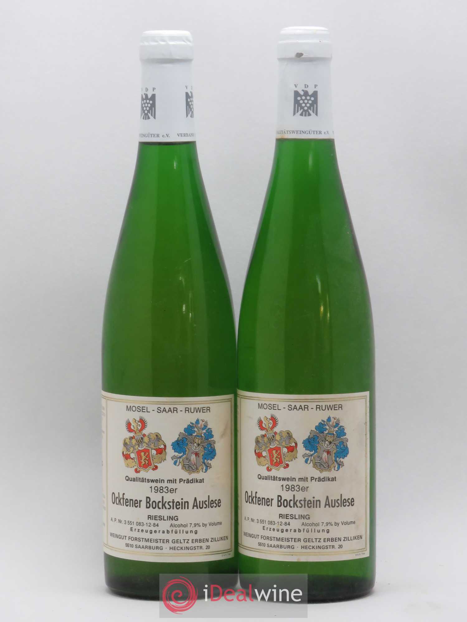 Allemagne Mosel-Saar Riesling Ockfener Bockstein Auslese Geltz Erben Zilliken 1983 - Posten von 2 Flaschen - 0