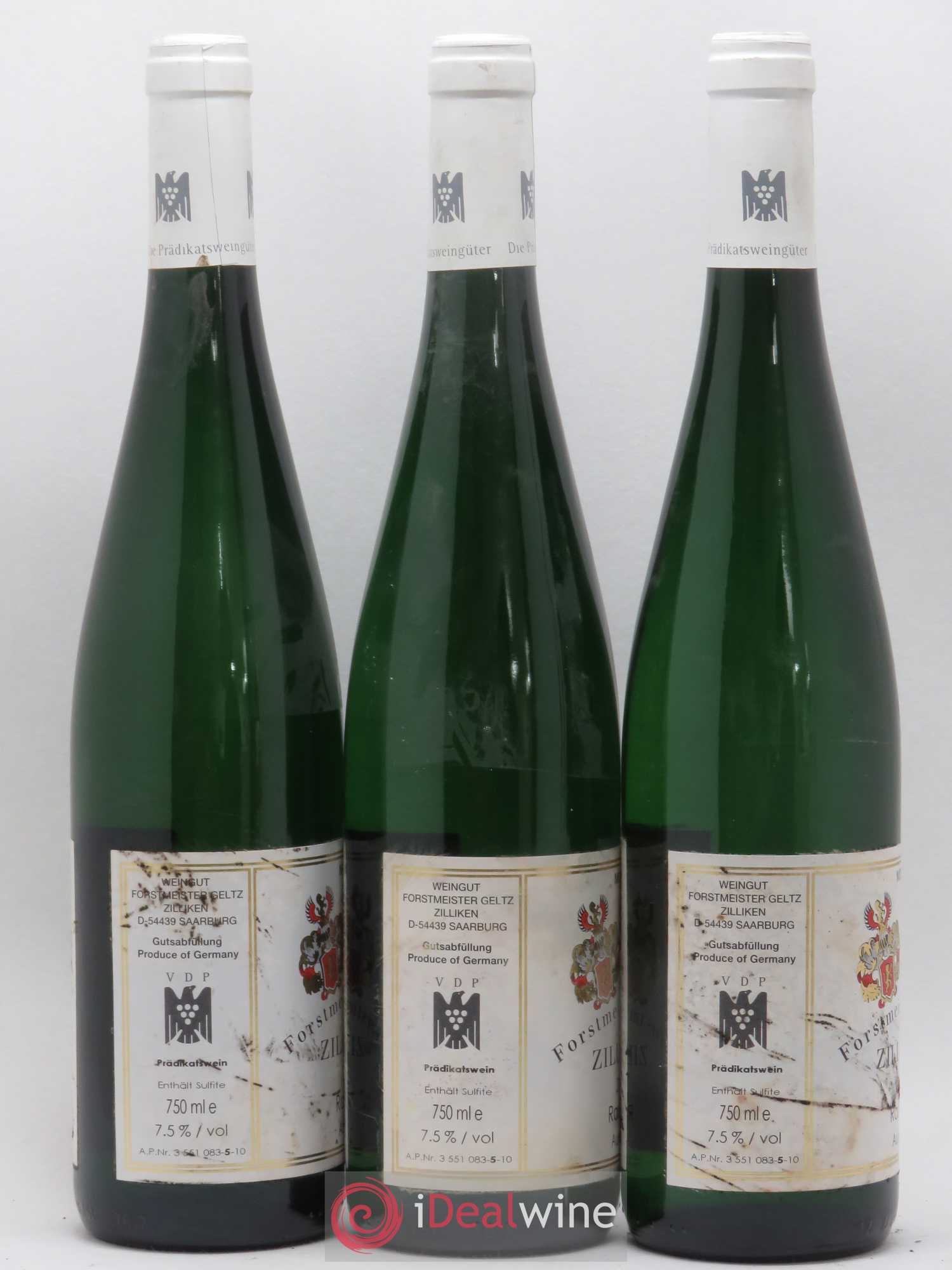 Allemagne Mosel-Saar Riesling Saarburger Rausch Auslese Geltz Zilliken 2009 - Lot de 3 bouteilles - 1
