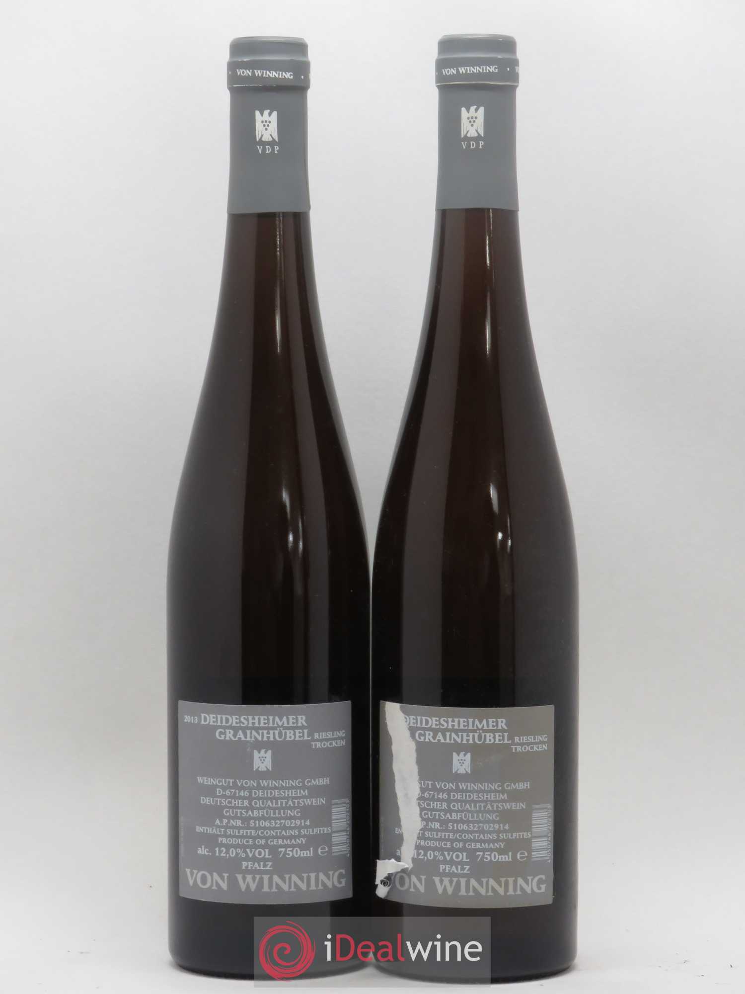 Allemagne Pfalz Riesling Deidesheimer Grainhübel Trocken Von Winning 2013 - Posten von 2 Flaschen - 1