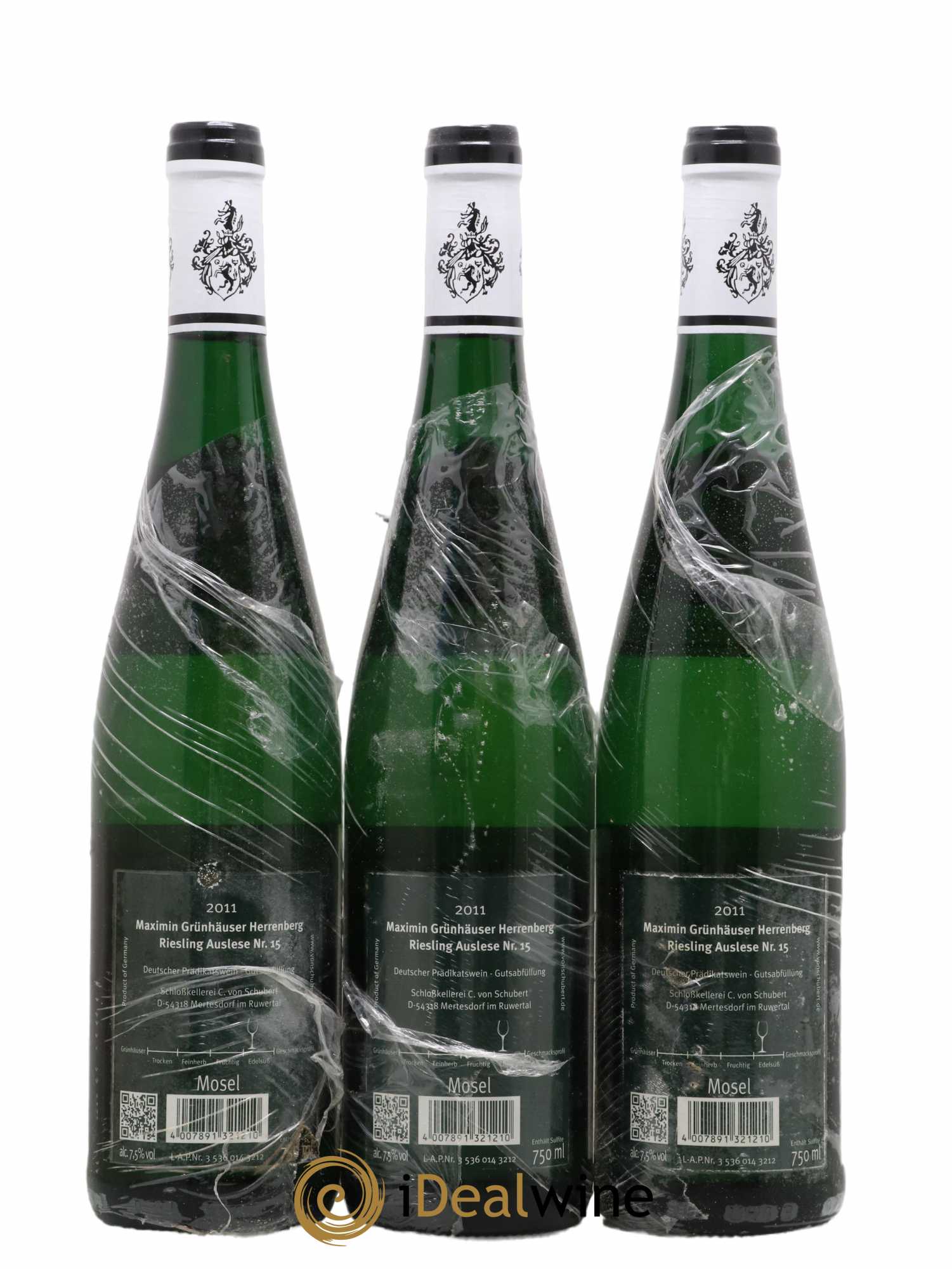 Allemagne Mosel-Saar Ruwer Maximin Grünhäuser Herrenberg Riesling Auslese Nr. 15 von Schubert<br> 2011 - Lot de 3 bouteilles - 1