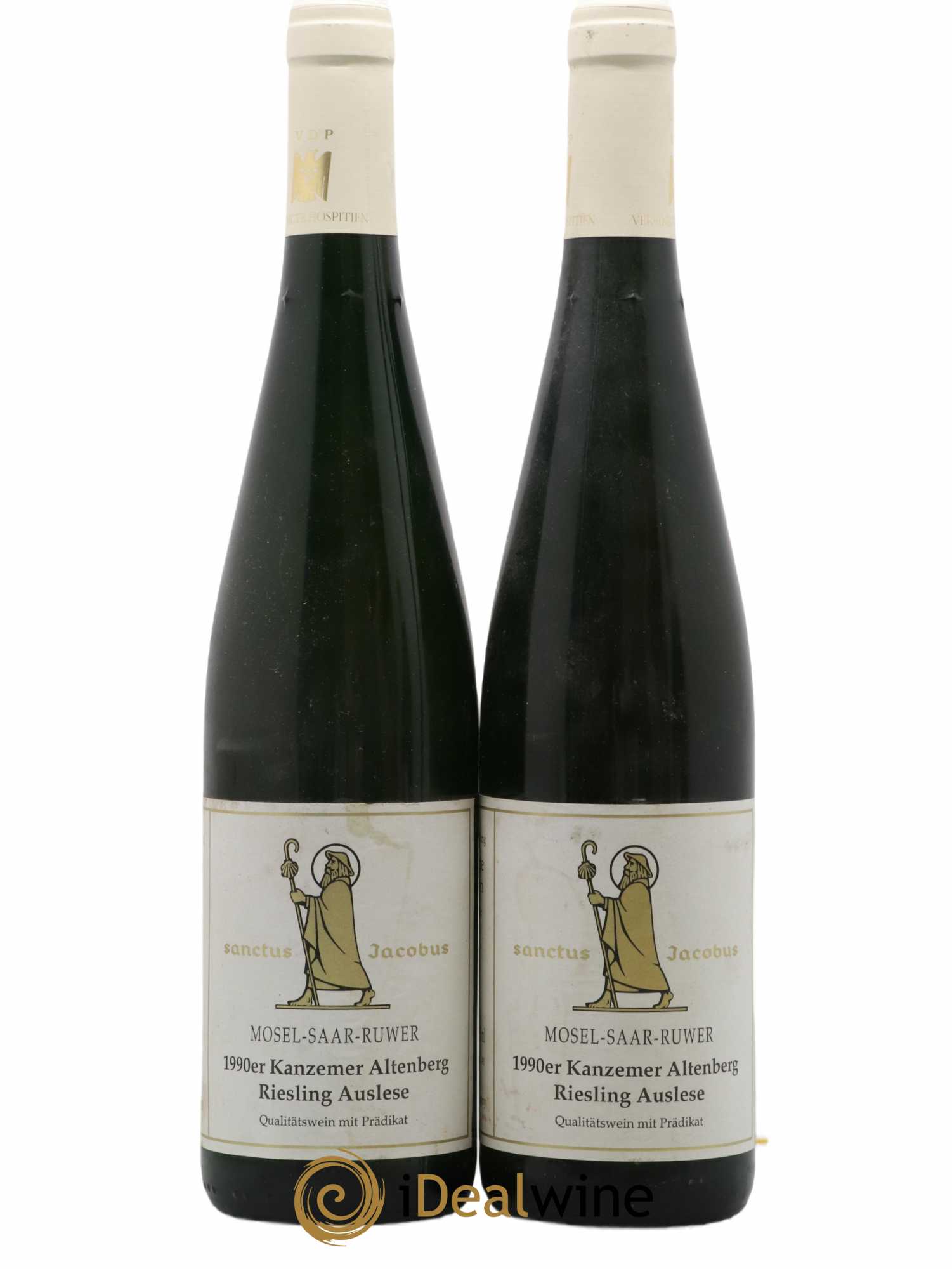 Allemagne Mosel-Saar Saar Kanzemer Altenberg Auslese Vereinigte Hospitien 1990 - Lot de 2 bouteilles - 0