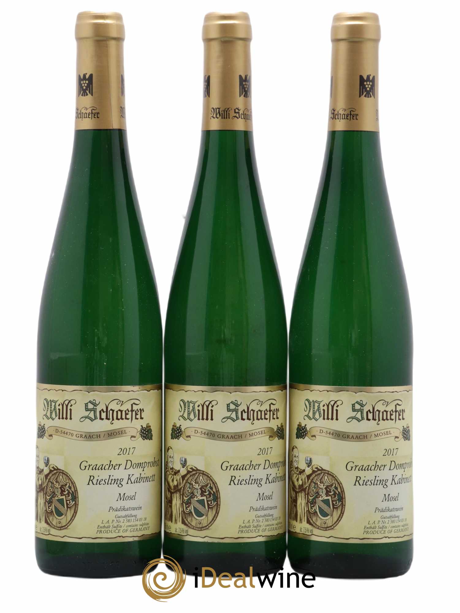 Allemagne Mosel-Saar Graacher Domprobst Kabinett Willi Schaefer 2017 - Lot de 3 bouteilles - 0