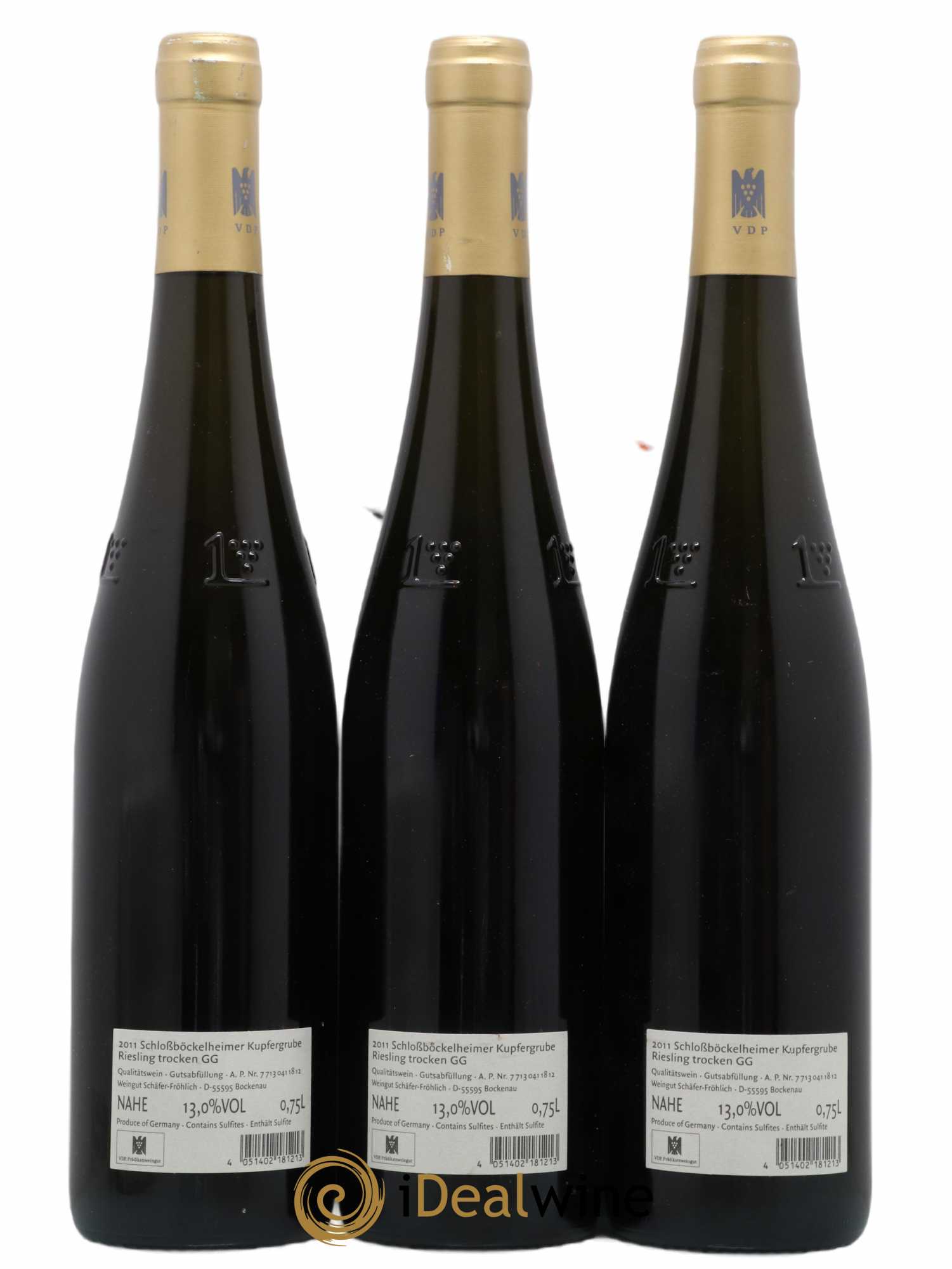 Allemagne Nahe Schlossböckelheimer Kupfergrube Riesling Trocken GG Schäfer-Fröhlich 2011 - Lot de 3 bouteilles - 1