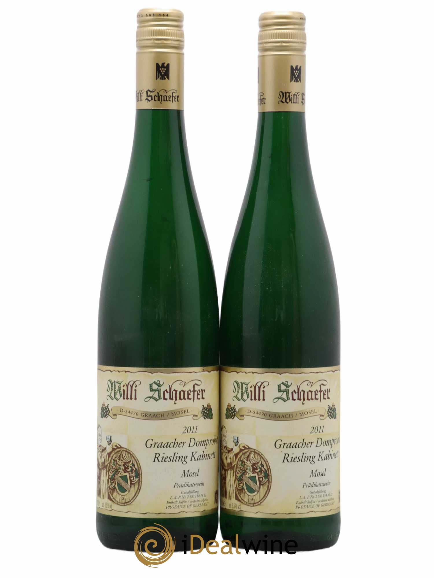 Allemagne Mosel-Saar Graacher Domprobst Kabinett Willi Schaefer 2011 - Lot de 2 bouteilles - 0