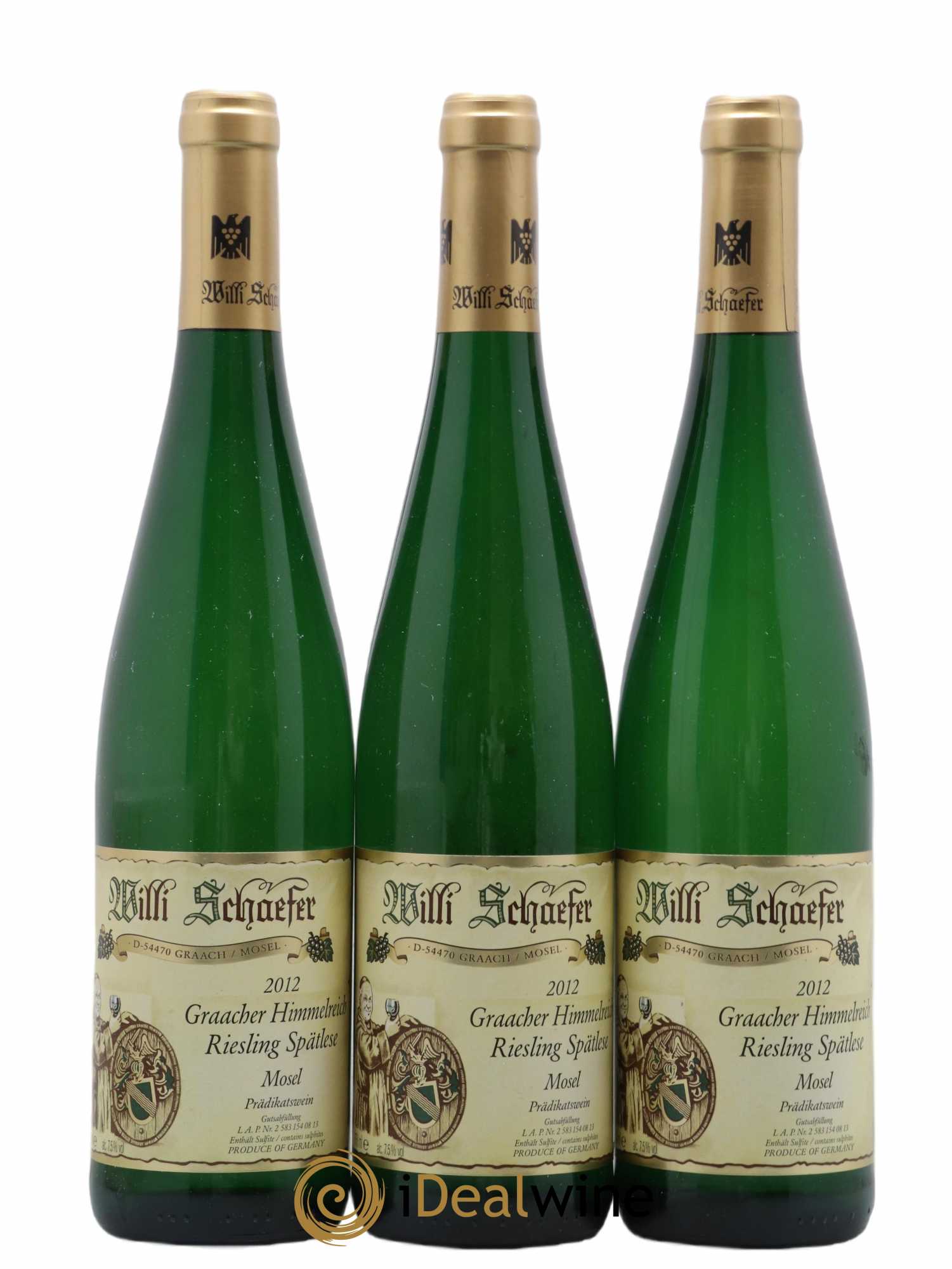 Allemagne Mosel-Saar Graacher Himmelreich Spätlese Willi Schaefer 2012 - Lot de 3 bouteilles - 0