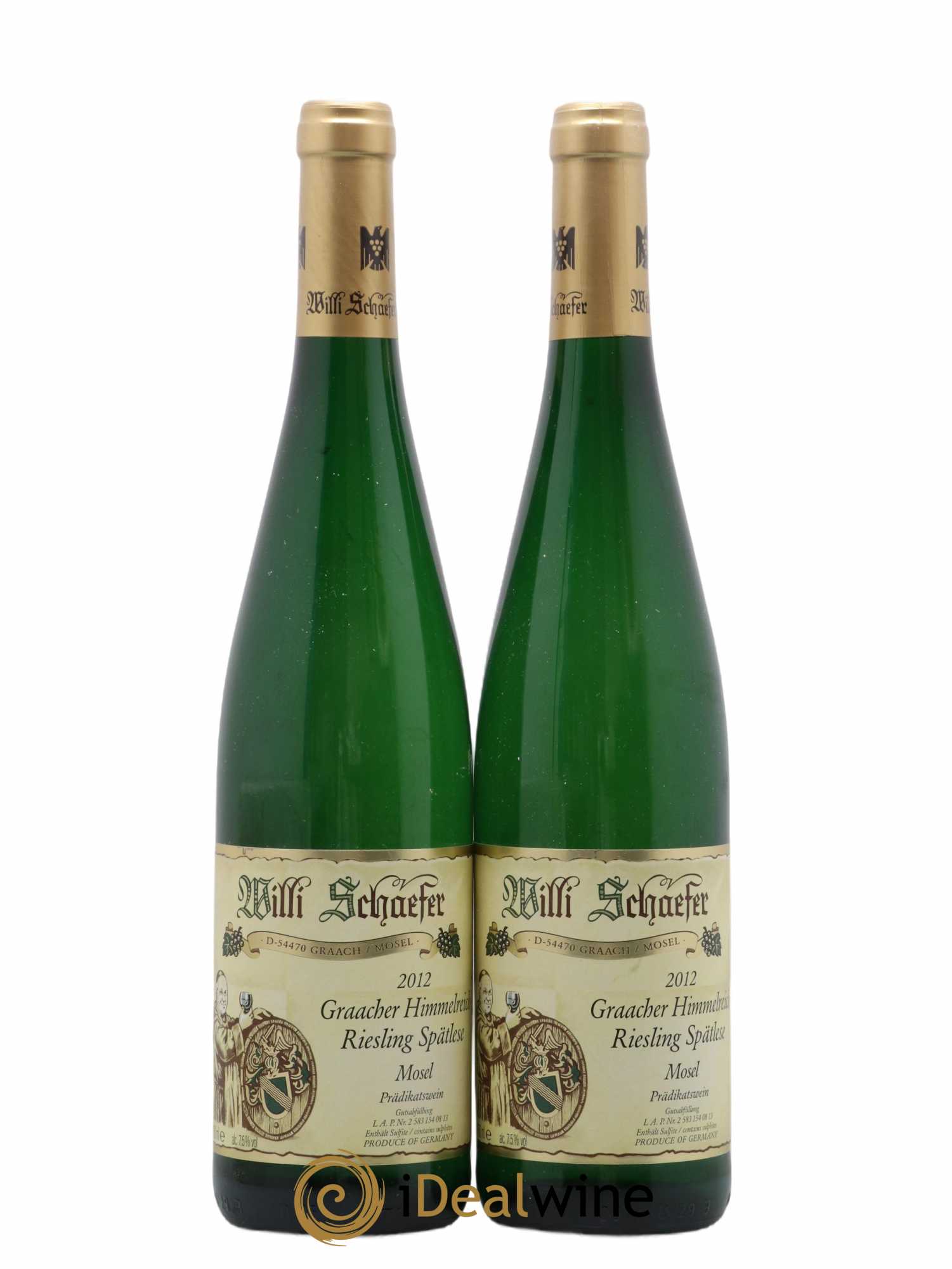 Allemagne Mosel-Saar Graacher Himmelreich Spätlese Willi Schaefer 2012 - Lot de 2 bouteilles - 0