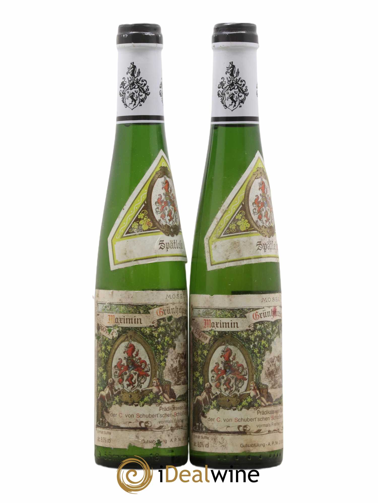 Allemagne Mosel-Saar Ruwer Maximin Grünhäuser Abtsberg Spätlese Von Schubert 2009 - Lot de 2 demi bouteilles - 0
