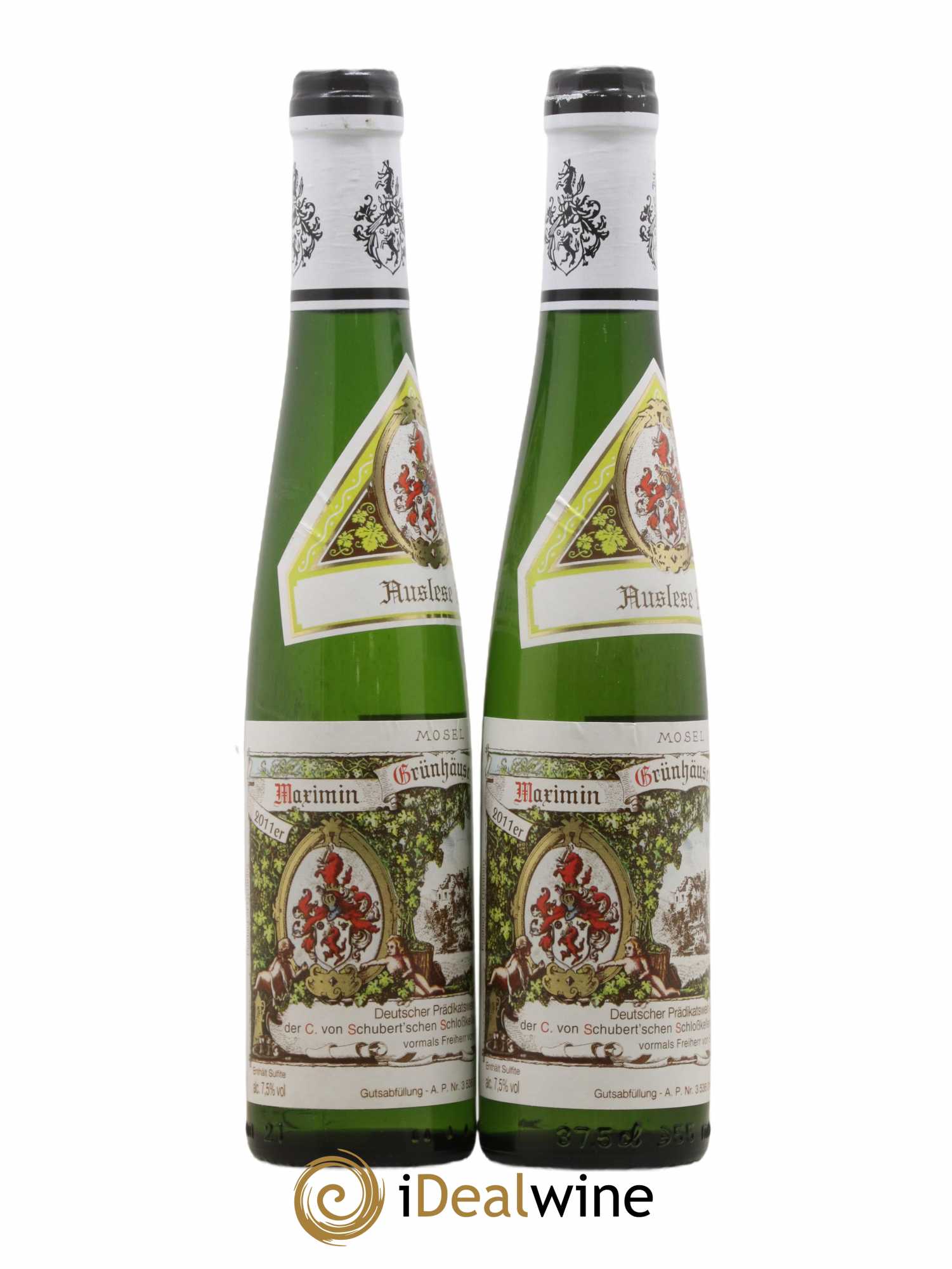 Allemagne Mosel-Saar Ruwer Maximin Grünhäuser Herrenberg Auslese Nr. 15 Von Schubert 2011 - Lot de 2 demi bouteilles - 0
