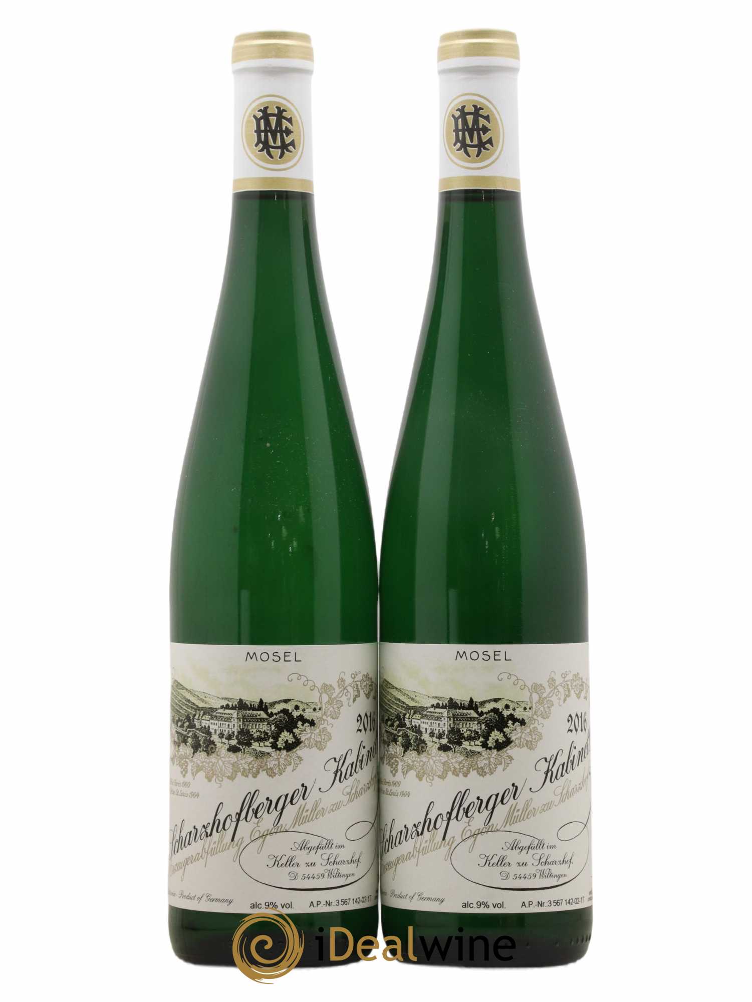 Allemagne Mosel-Saar Scharzhofberger Riesling Kabinett Ap02 Egon Müller 2016 - Lot de 2 bouteilles - 0
