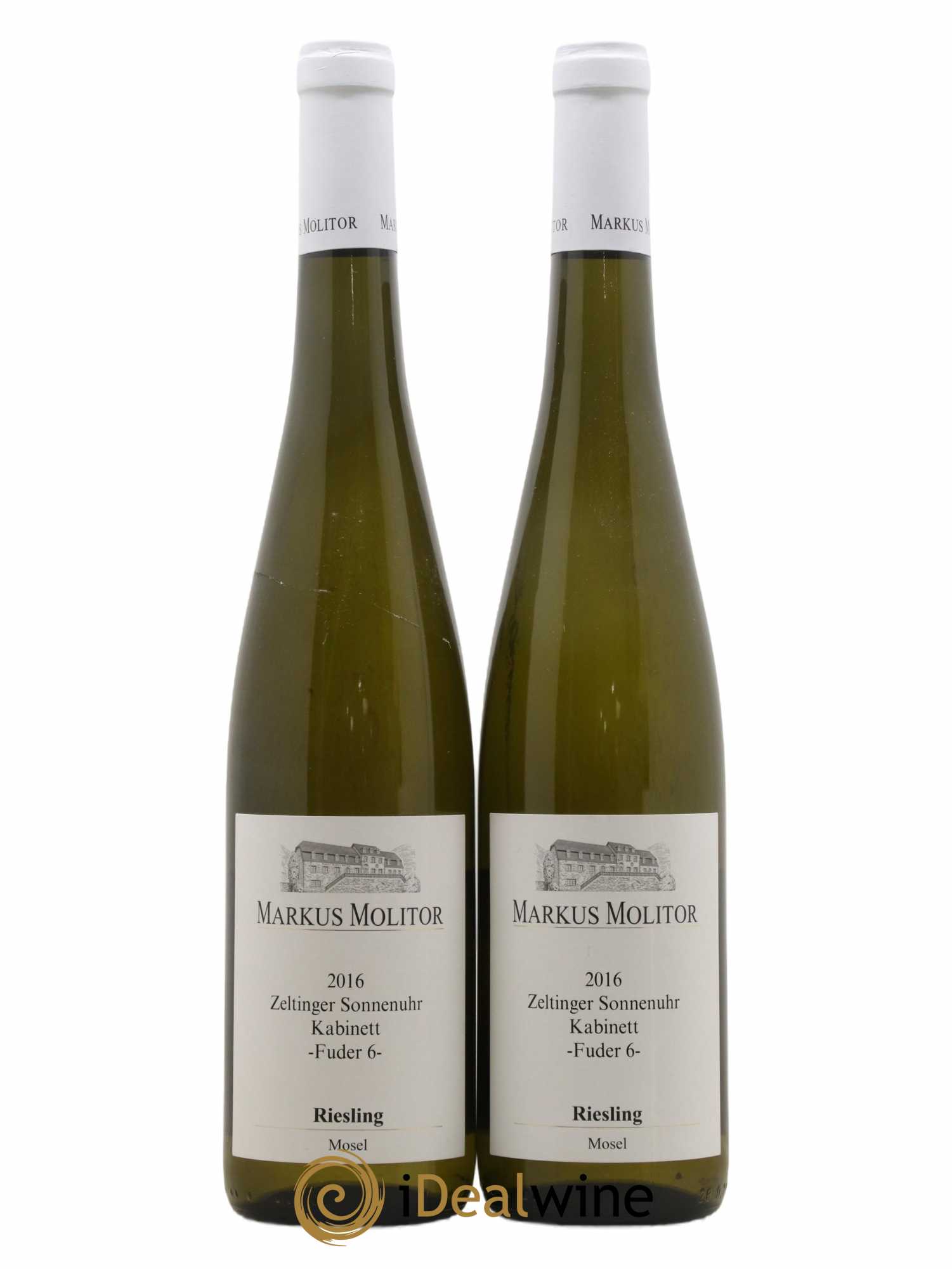 Allemagne Mosel-Saar Zeltinger Sonnenuhr Riesling Kabinett Fuder 6 (White Capsule) Markus Molitor 2016 - Lot de 2 bouteilles - 0