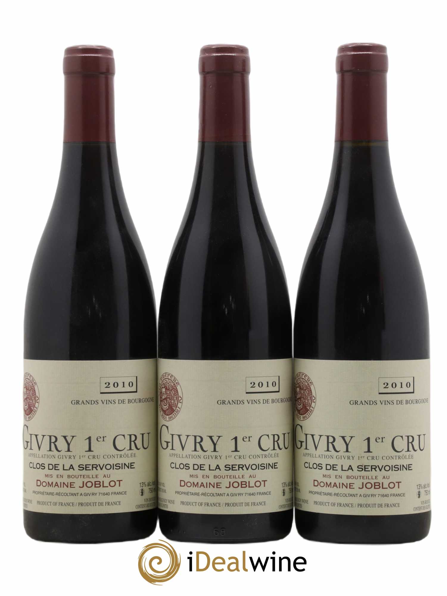 Givry 1er Cru Servoisine Joblot (Domaine) 2010 - Lot de 3 bouteilles - 0