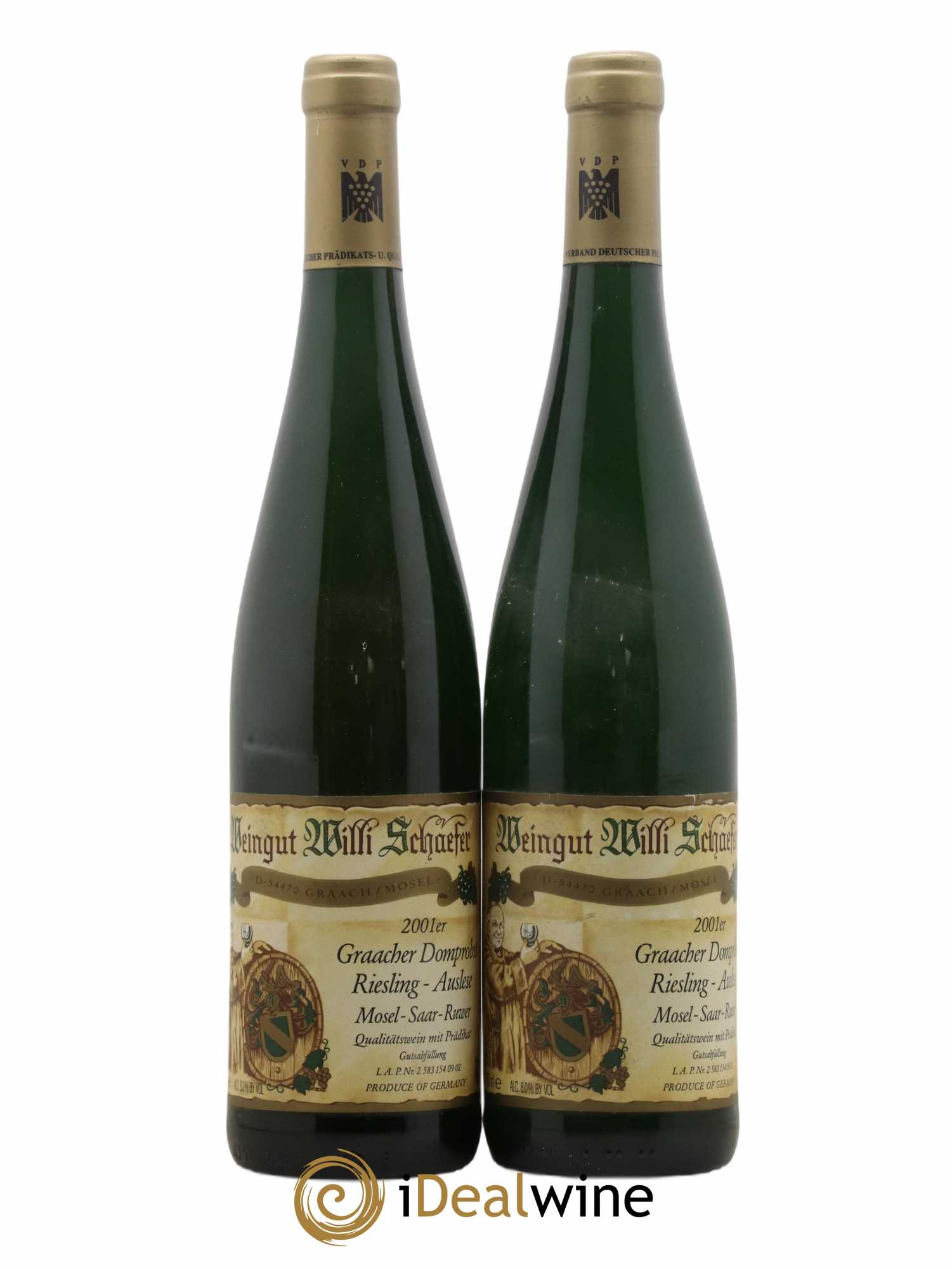 Riesling Willi Schaefer Graacher Domprobst Auslese 2001 - Lot de 2 bouteilles - 0