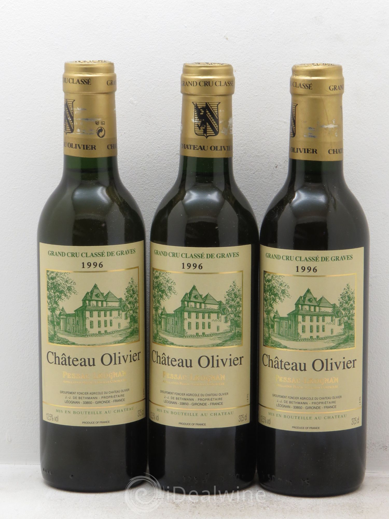 Château Olivier Cru Classé de Graves 1996 - Posten von 3 Demi-Flaschen - 0