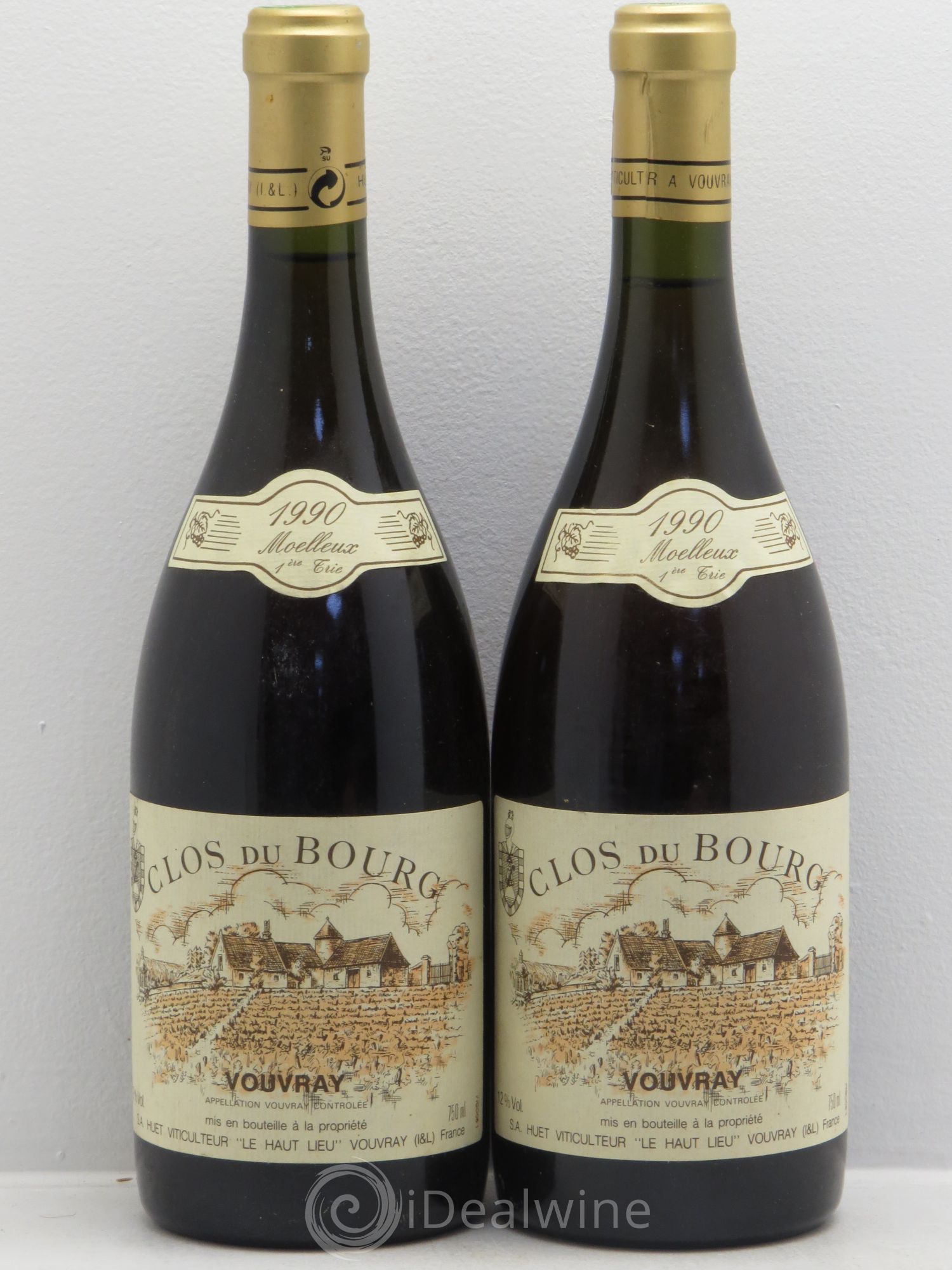 Vouvray Clos du Bourg Moelleux 1ère trie Domaine Huet 1990 - Lotto di 2 bottiglie - 0