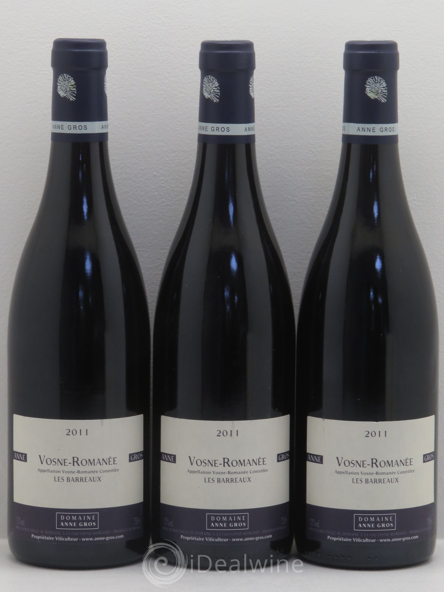 Vosne-Romanée Les Barreaux Anne Gros 2011 - Lot de 3 bouteilles - 0
