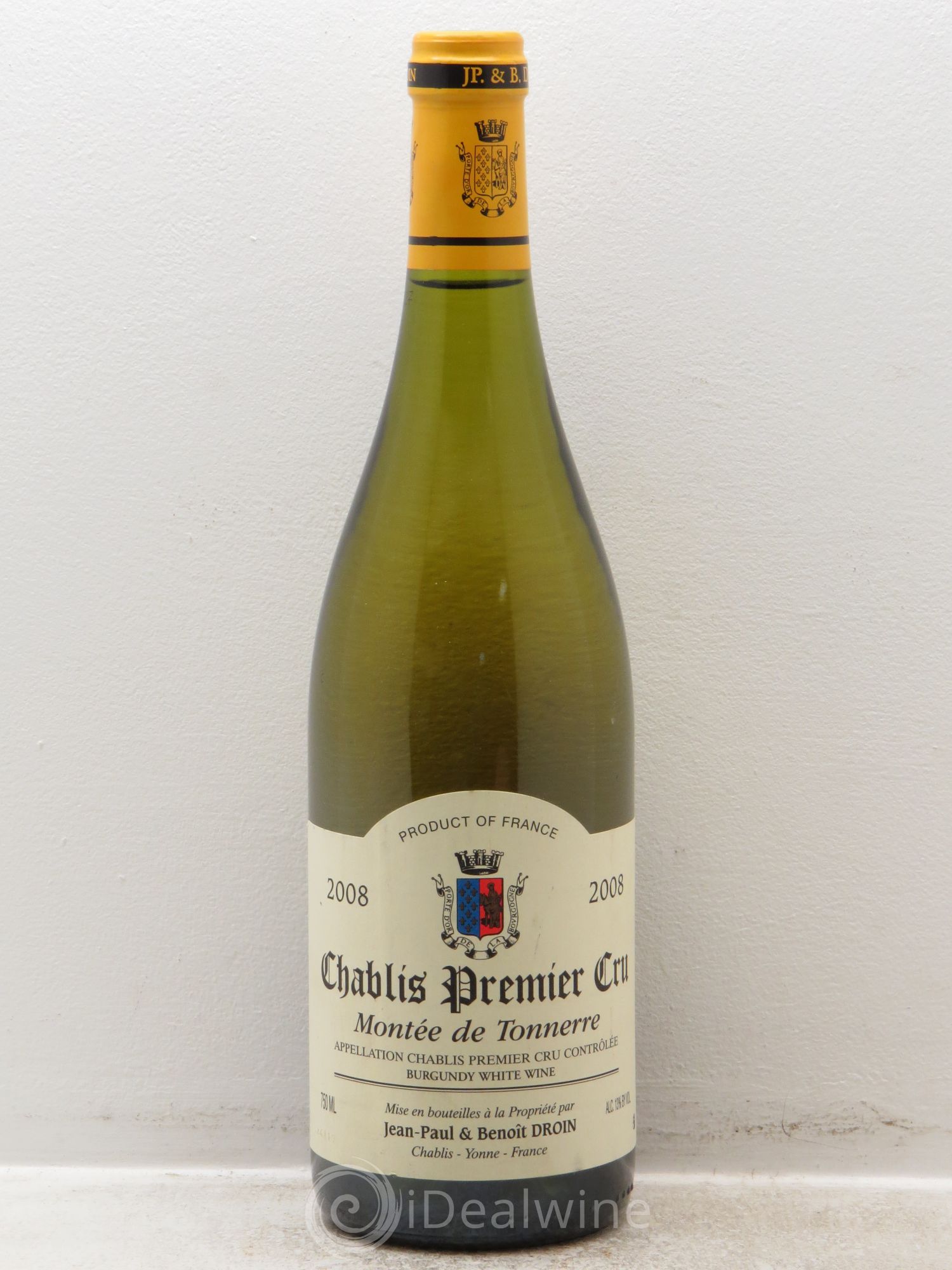Chablis 1er Cru Montée de Tonnerre Jean-Paul & Benoît Droin (Domaine) 2008 - Lot de 1 bouteille - 0