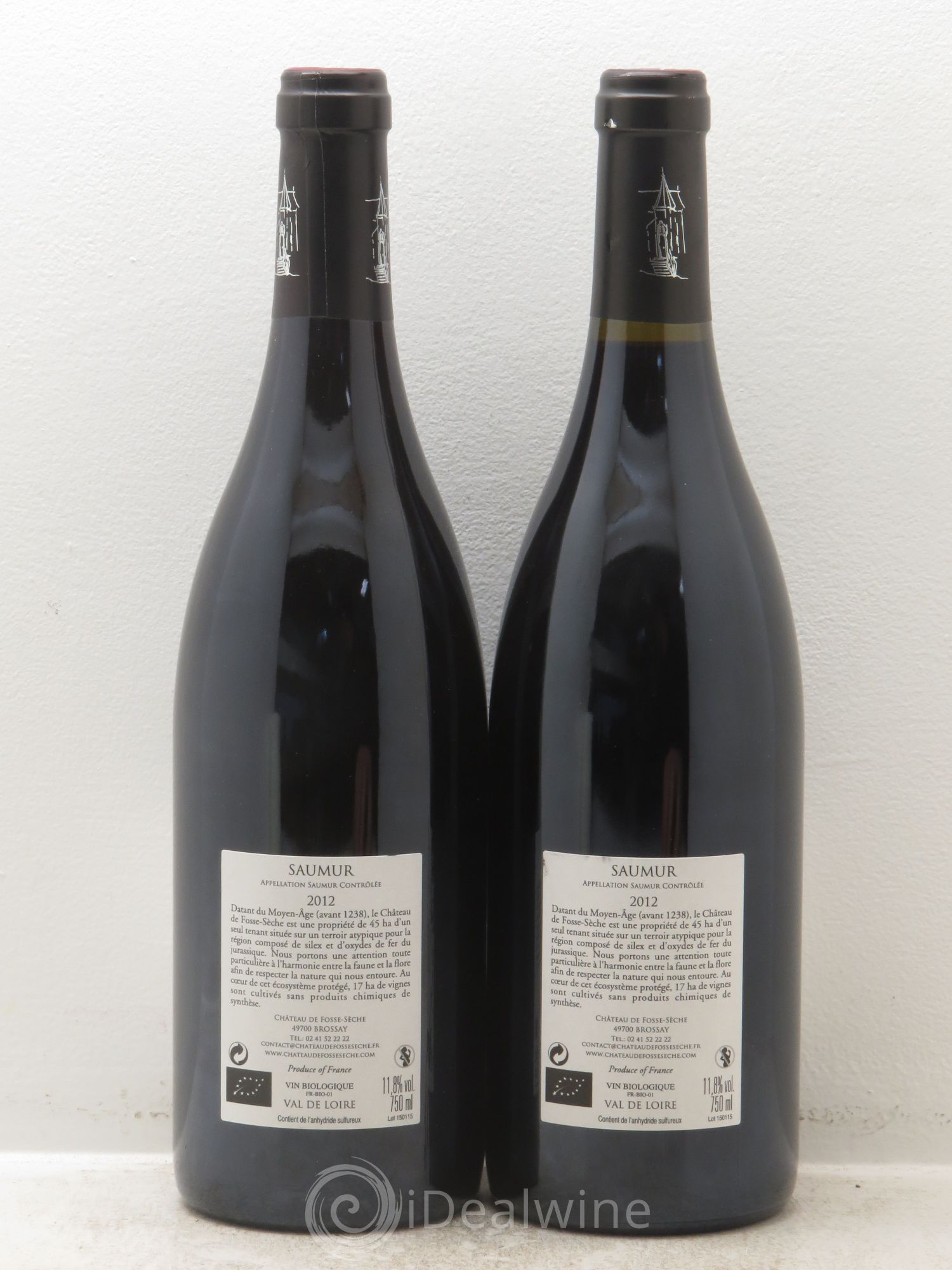 Saumur Eolithe Château de Fosse-Sèche (sans prix de réserve) 2012 - Lot de 2 bouteilles - 1