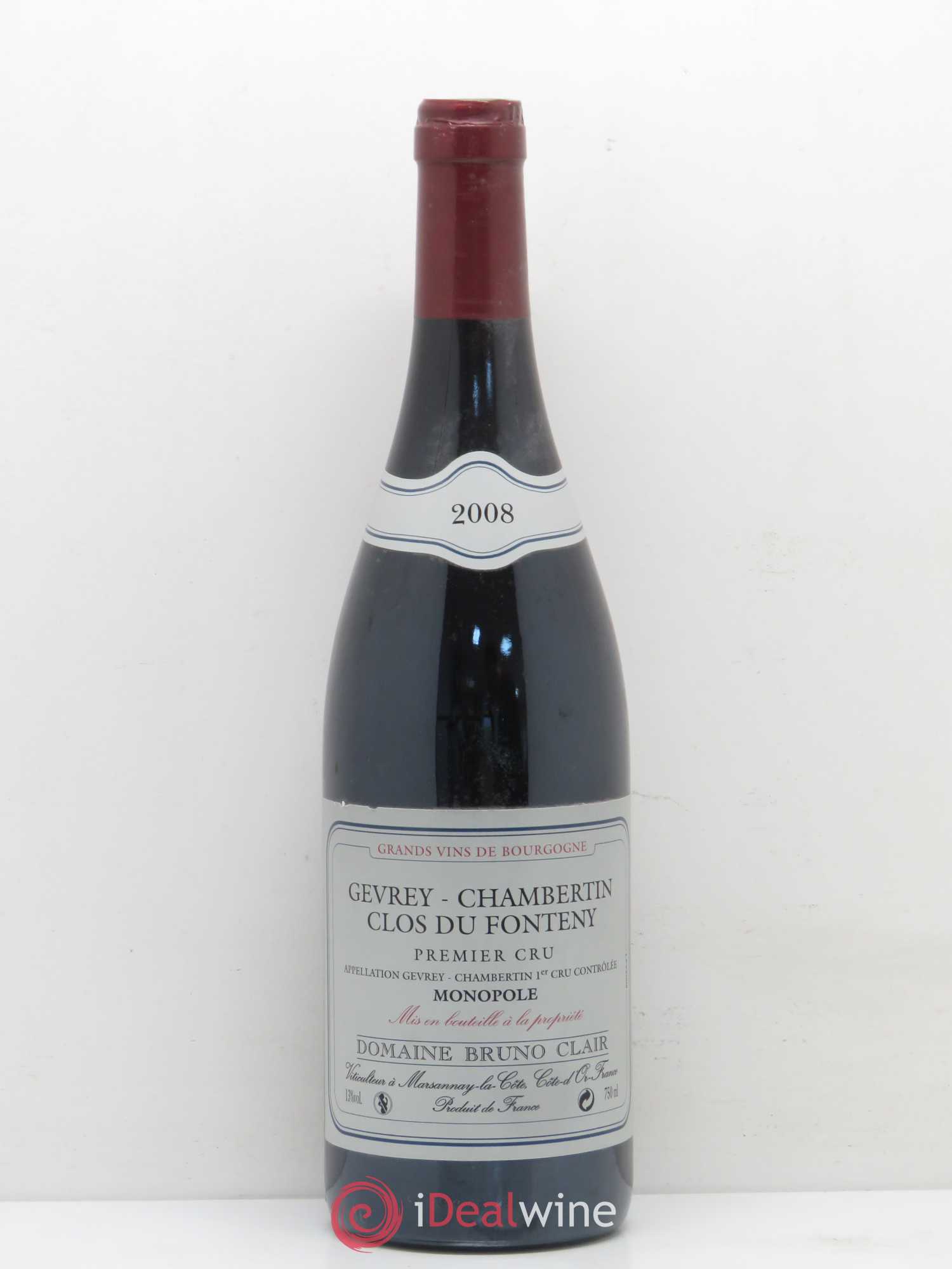 Gevrey-Chambertin 1er Cru Clos du Fonteny Bruno Clair (Domaine) Monopole 2008 - Lot de 1 bouteille - 0