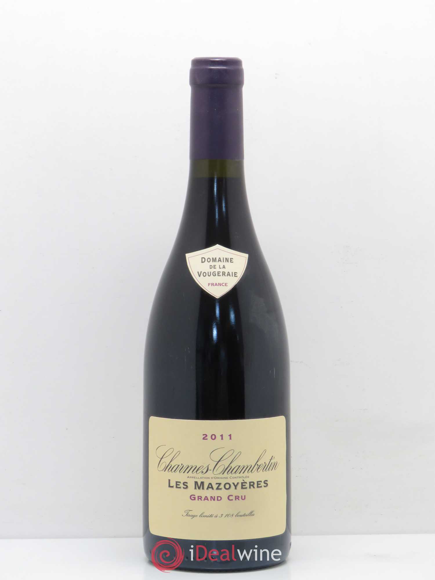 Charmes-Chambertin Grand Cru Les Mazoyères La Vougeraie 2011 - Lot de 1 bouteille - 0