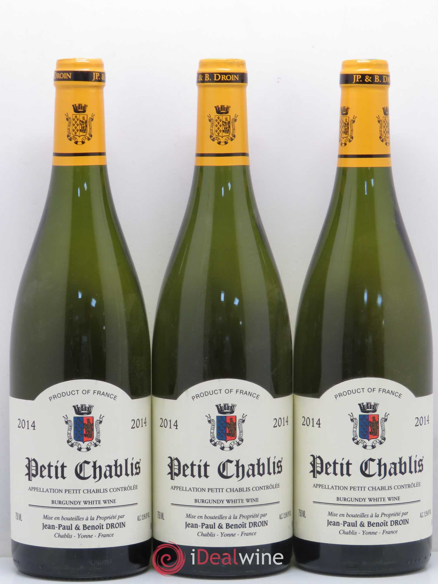Petit Chablis Jean Paul et Benoît Droin 2014 - Lot de 3 bouteilles - 0
