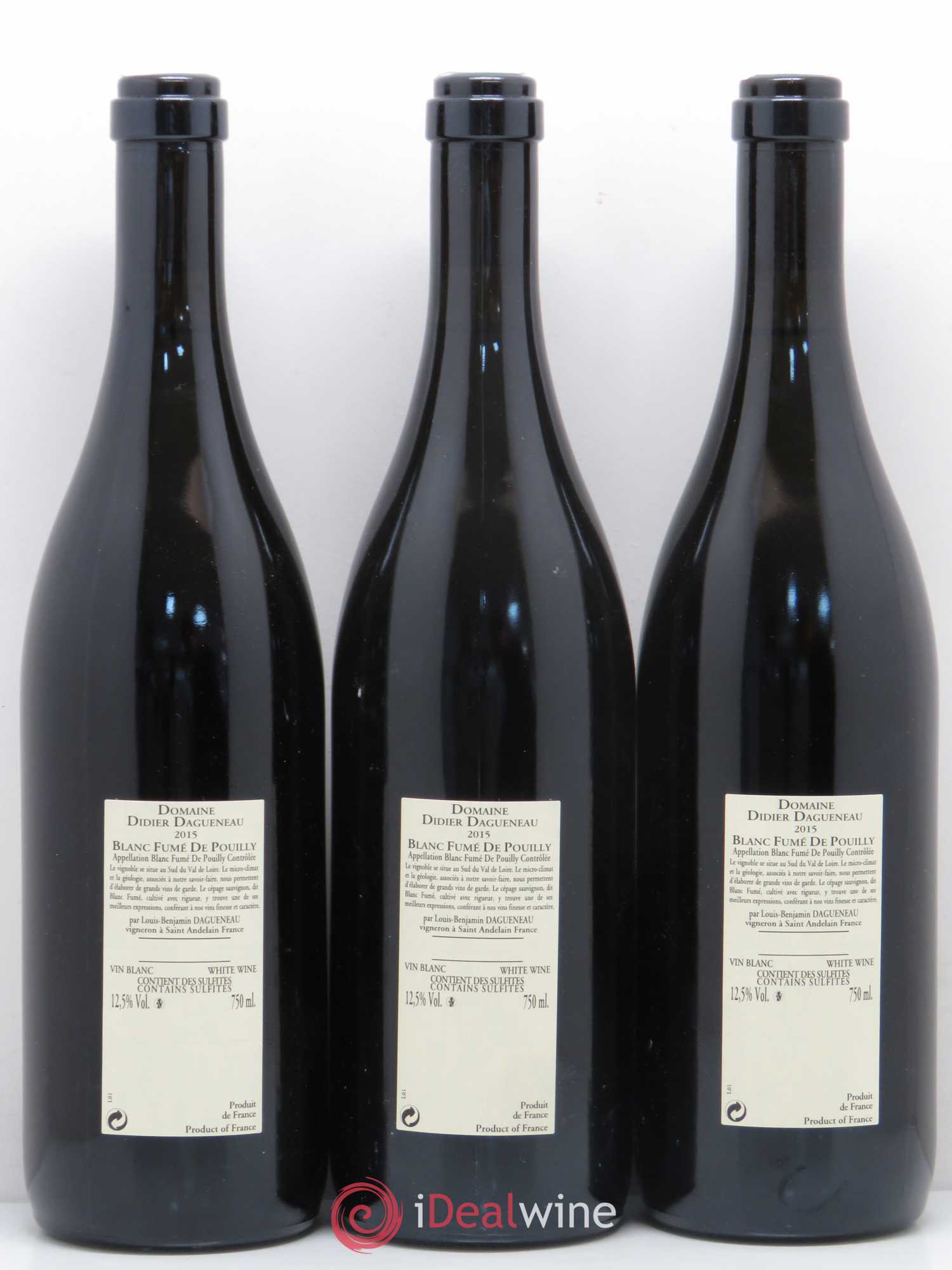 Pouilly-Fumé Blanc Fumé de Pouilly Dagueneau (Domaine Didier - Louis-Benjamin) 2015 - Lot de 3 bouteilles - 1