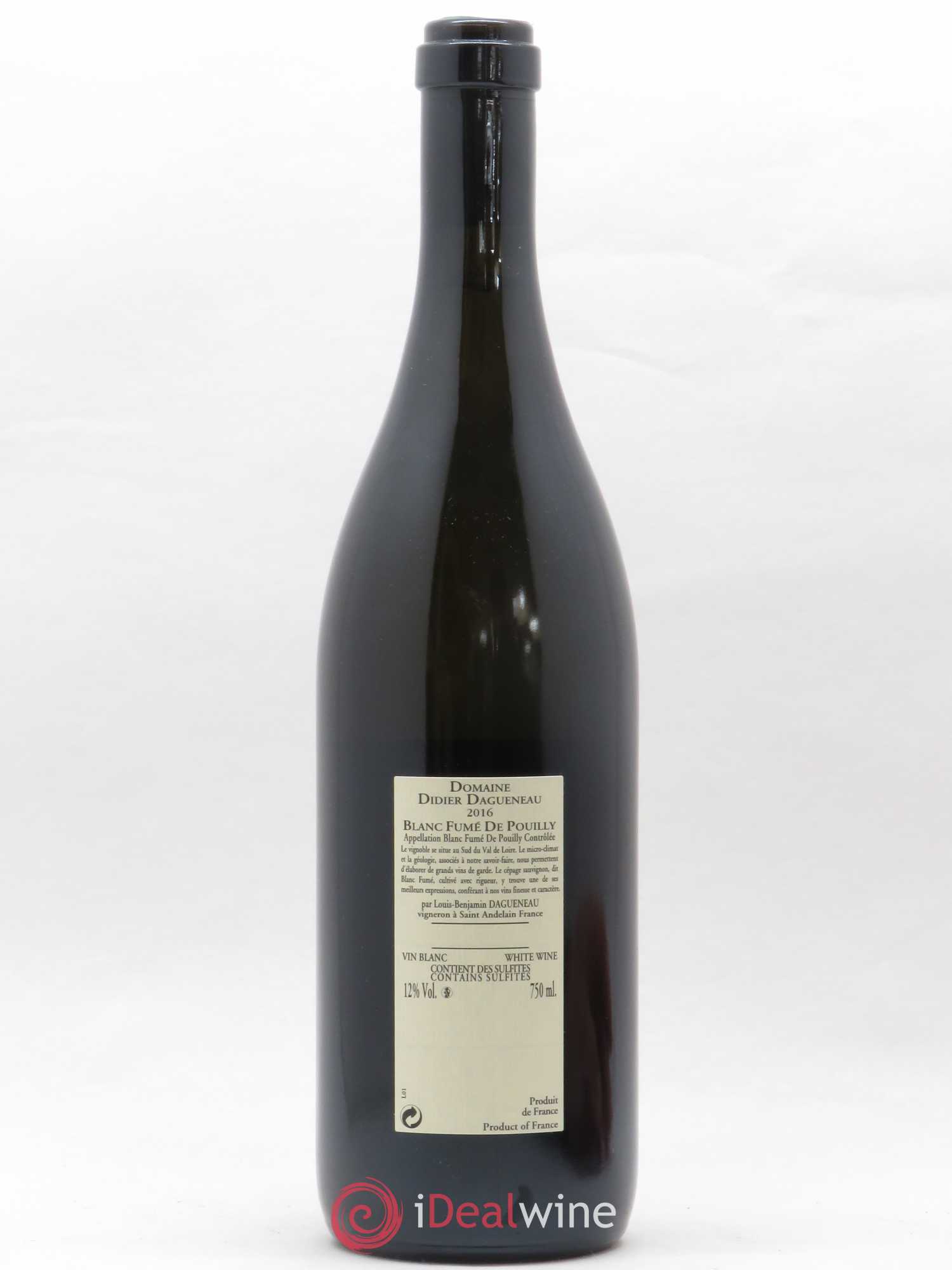 Pouilly-Fumé Blanc Fumé de Pouilly Dagueneau (Domaine Didier - Louis-Benjamin) 2016 - Lot de 1 bouteille - 1