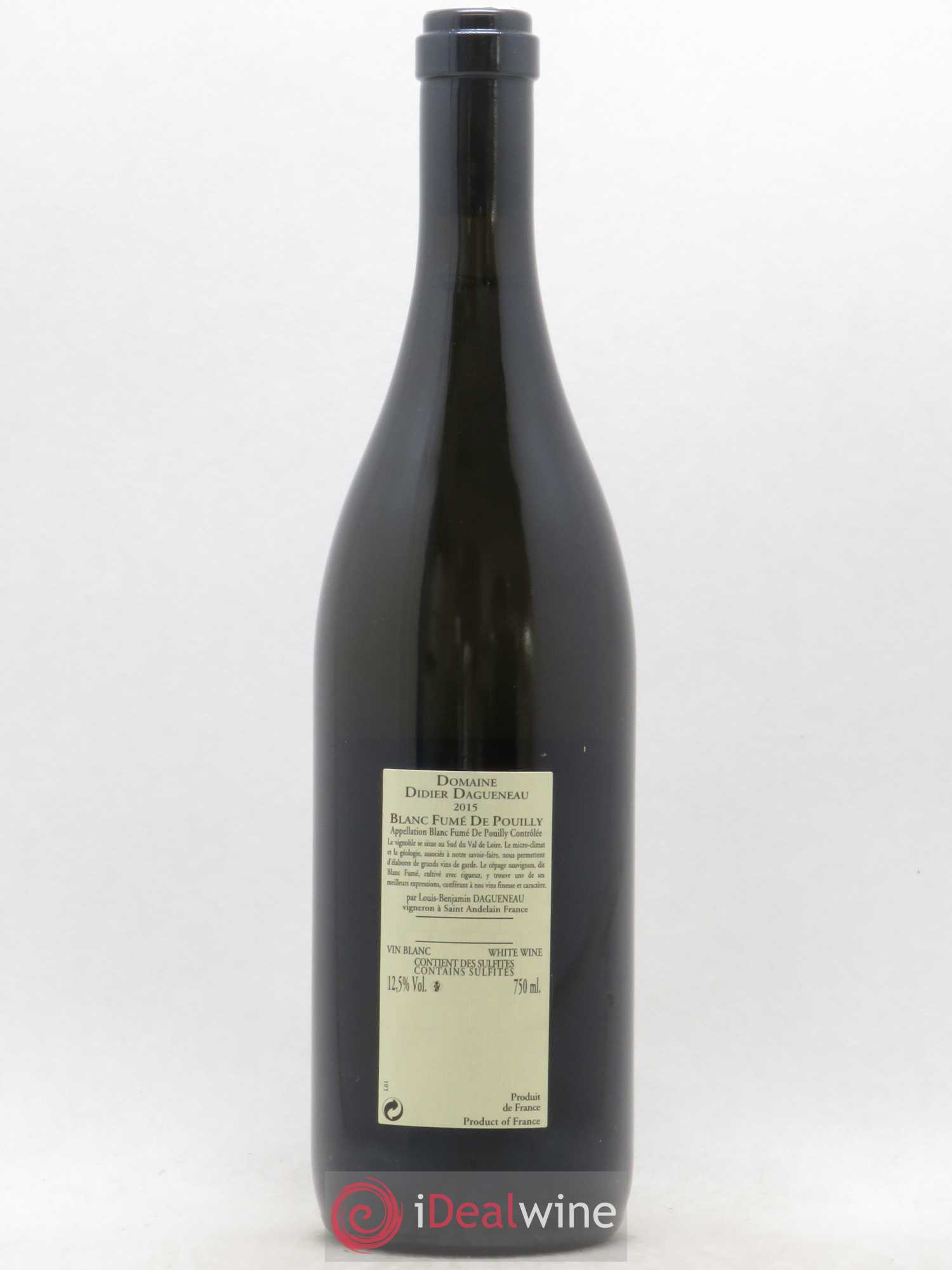 Pouilly-Fumé Blanc Fumé de Pouilly Dagueneau (Domaine Didier - Louis-Benjamin) 2015 - Lot de 1 bouteille - 1