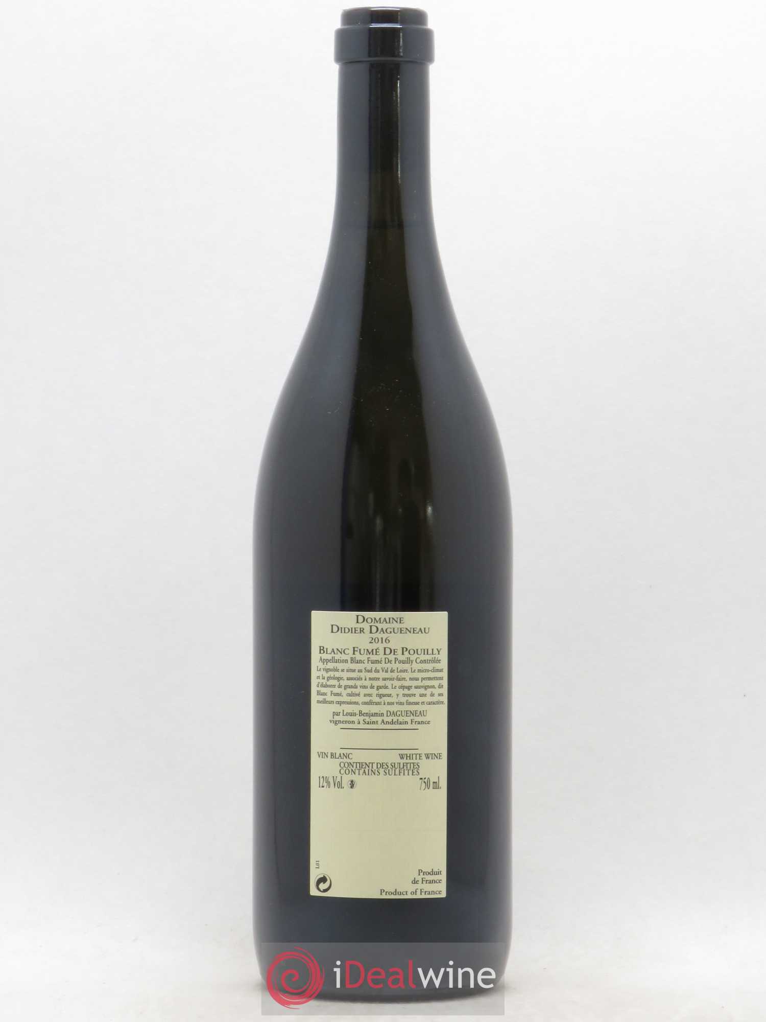 Pouilly-Fumé Blanc Fumé de Pouilly Dagueneau (Domaine Didier - Louis-Benjamin) 2016 - Lot de 1 bouteille - 1