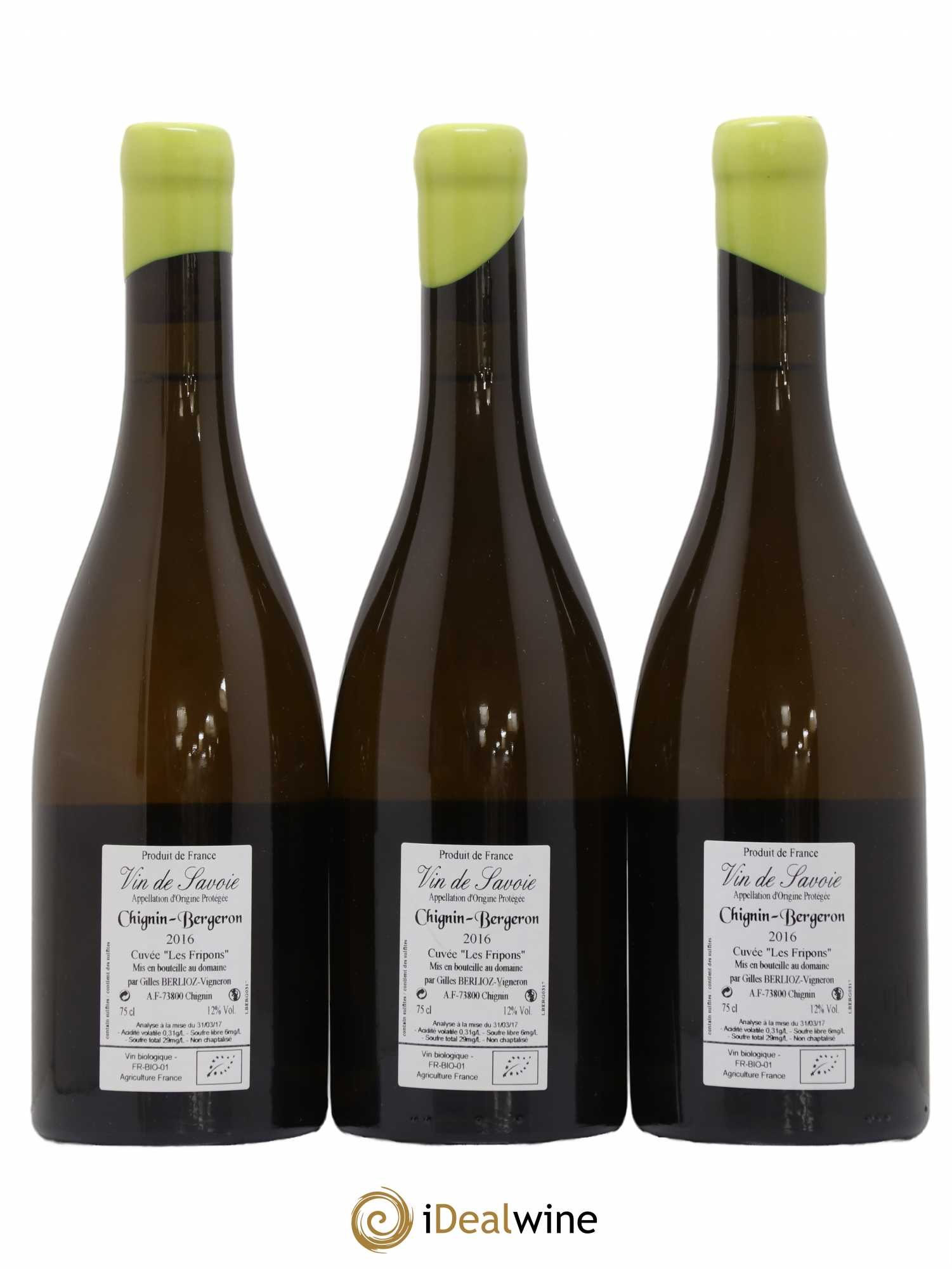 Vin de Savoie Chignin-Bergeron Les Fripons Gilles Berlioz 2016 - Lot de 3 bouteilles - 1